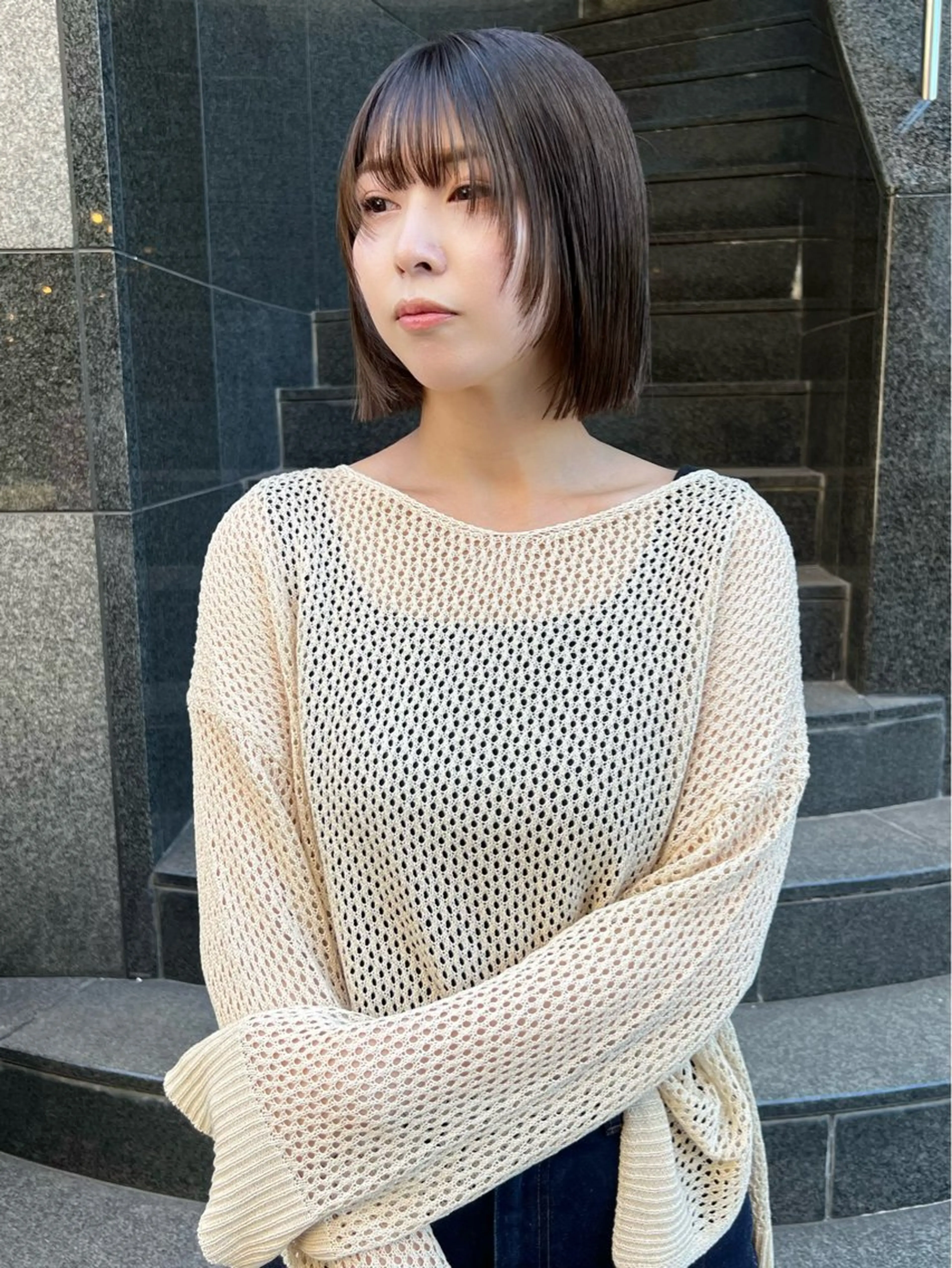 ミディアム レイヤーカット 似合わせカット AI TOKYO　S所属・mizuki 【韓国レイヤー】のヘアスタイル