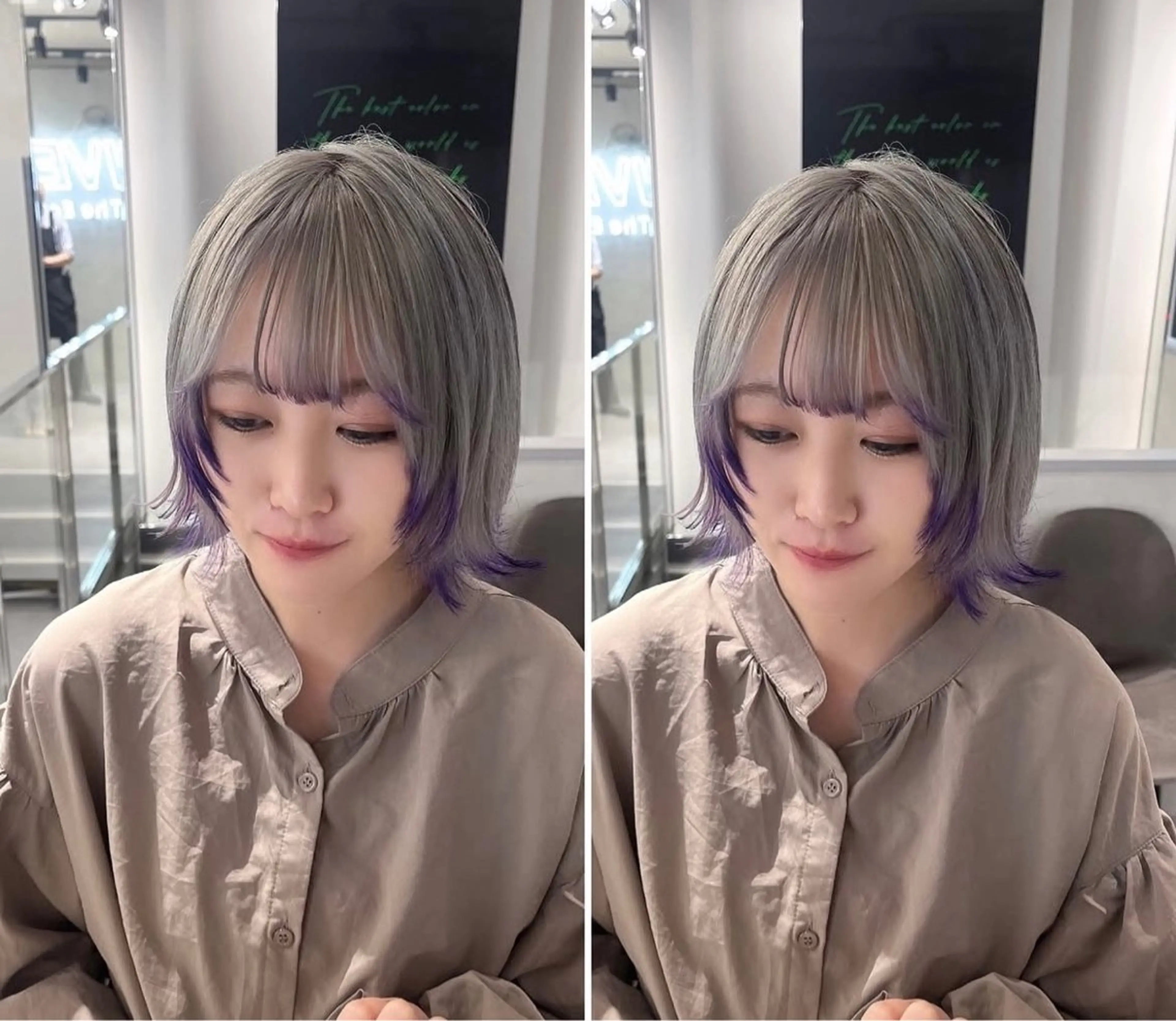 🩵色落ちまで可愛い裾カラーの写真