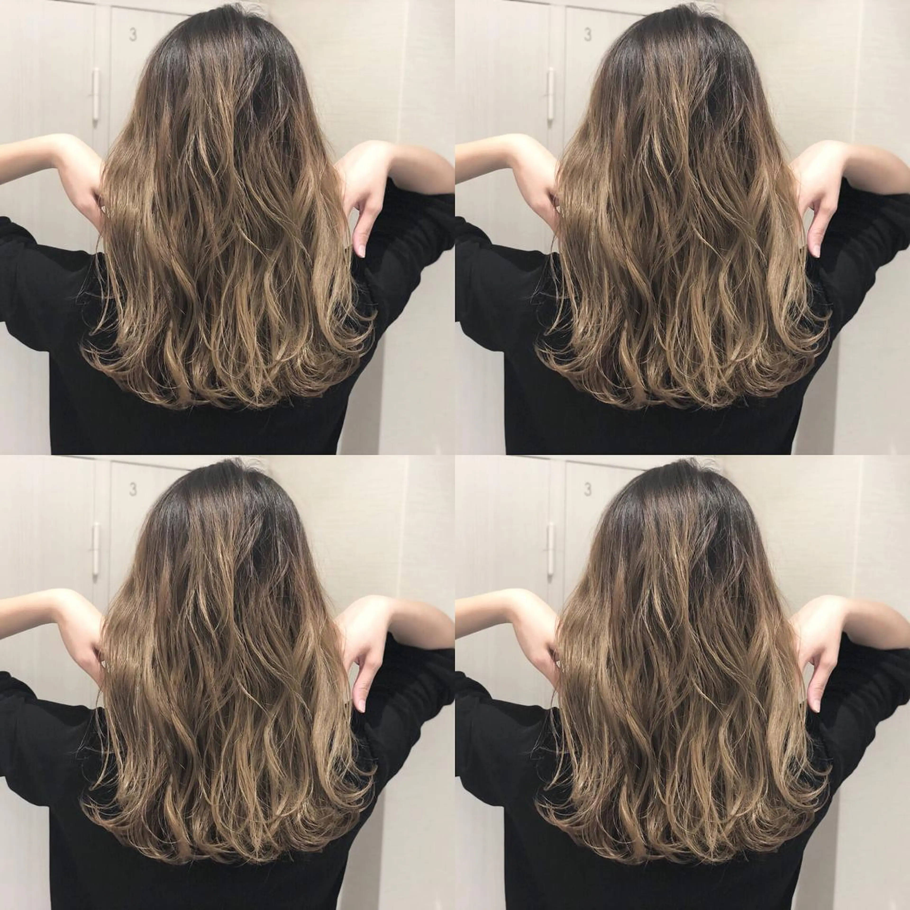 ロング カラー アディクシーカラー アッシュ バレイヤージュ 透明感カラー グラデーションカラー レイヤー/韓国/ 顔周り/しんやのヘアスタイル