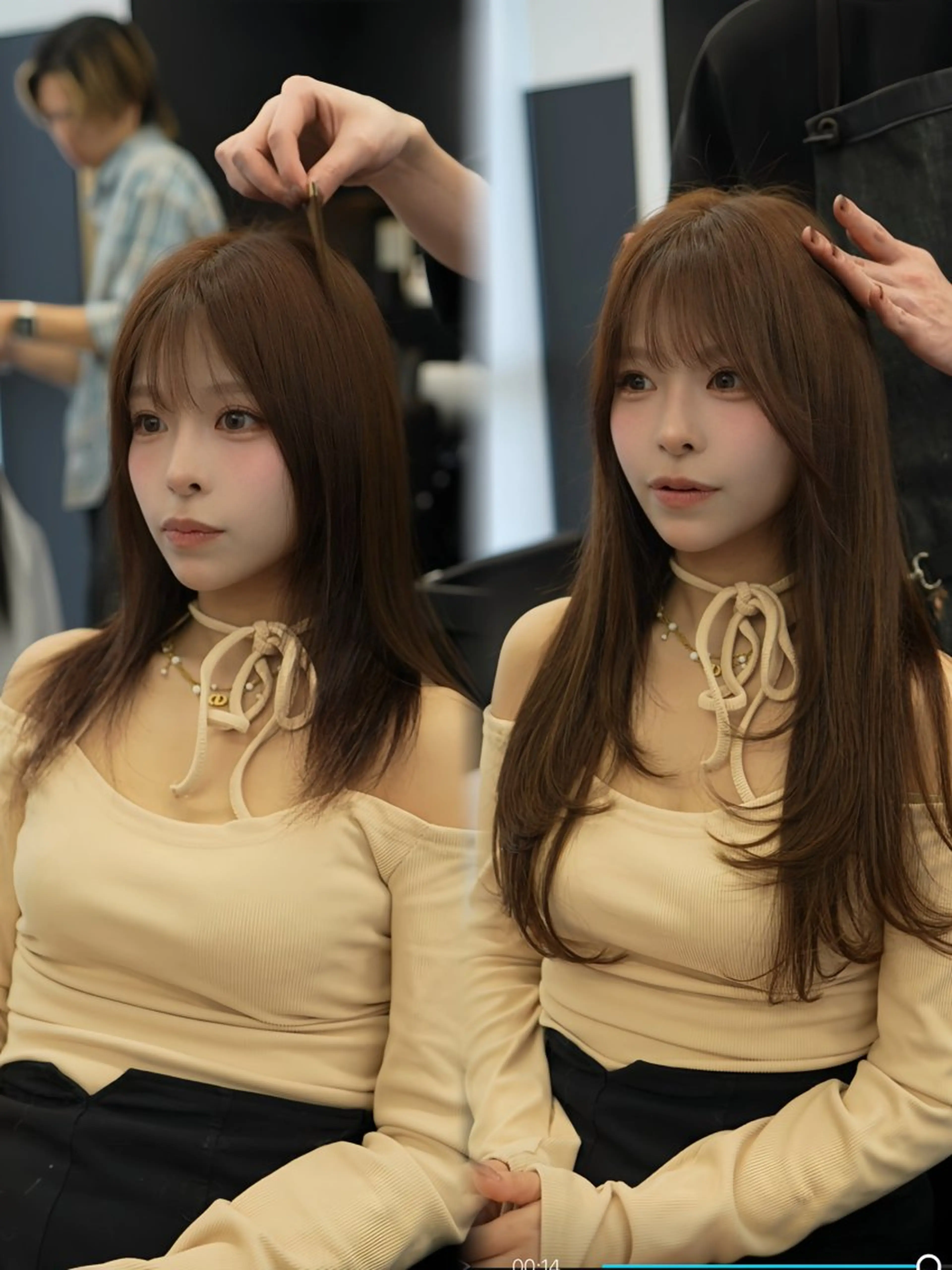 ロング カラー シールエクステ ブリーチ ブラウンカラー グレージュ ハイライトカラー カット ヘアカラー エクステ エクステの神様 ▫️原島ユウヤ▫️のヘアスタイル