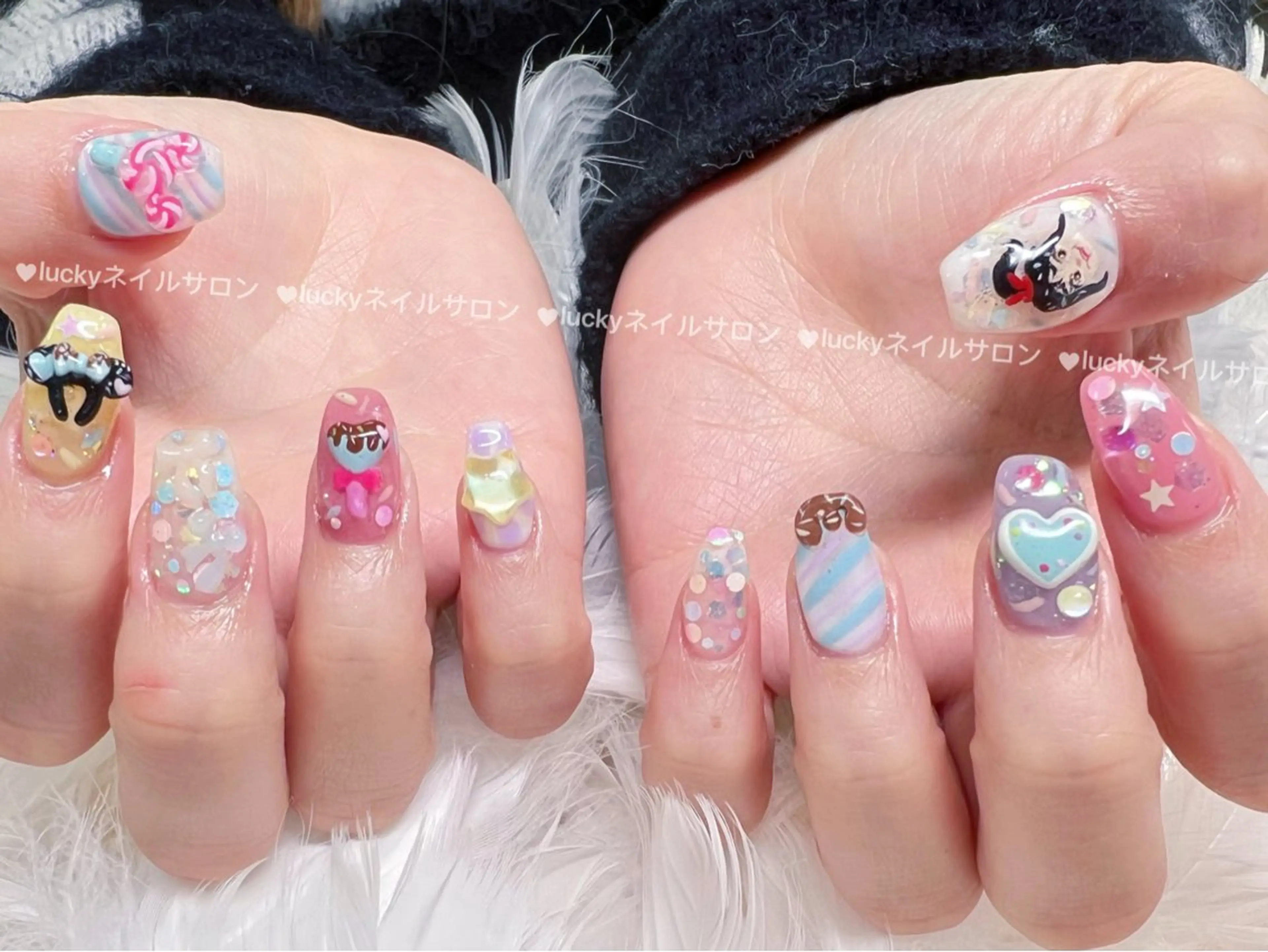 ネイル アートネイル チークネイル 長さ出し フットネイル ジェルネイル ハンドネイル ハンドケア ラッキーネイルサロン 西川口東口店のネイルデザイン