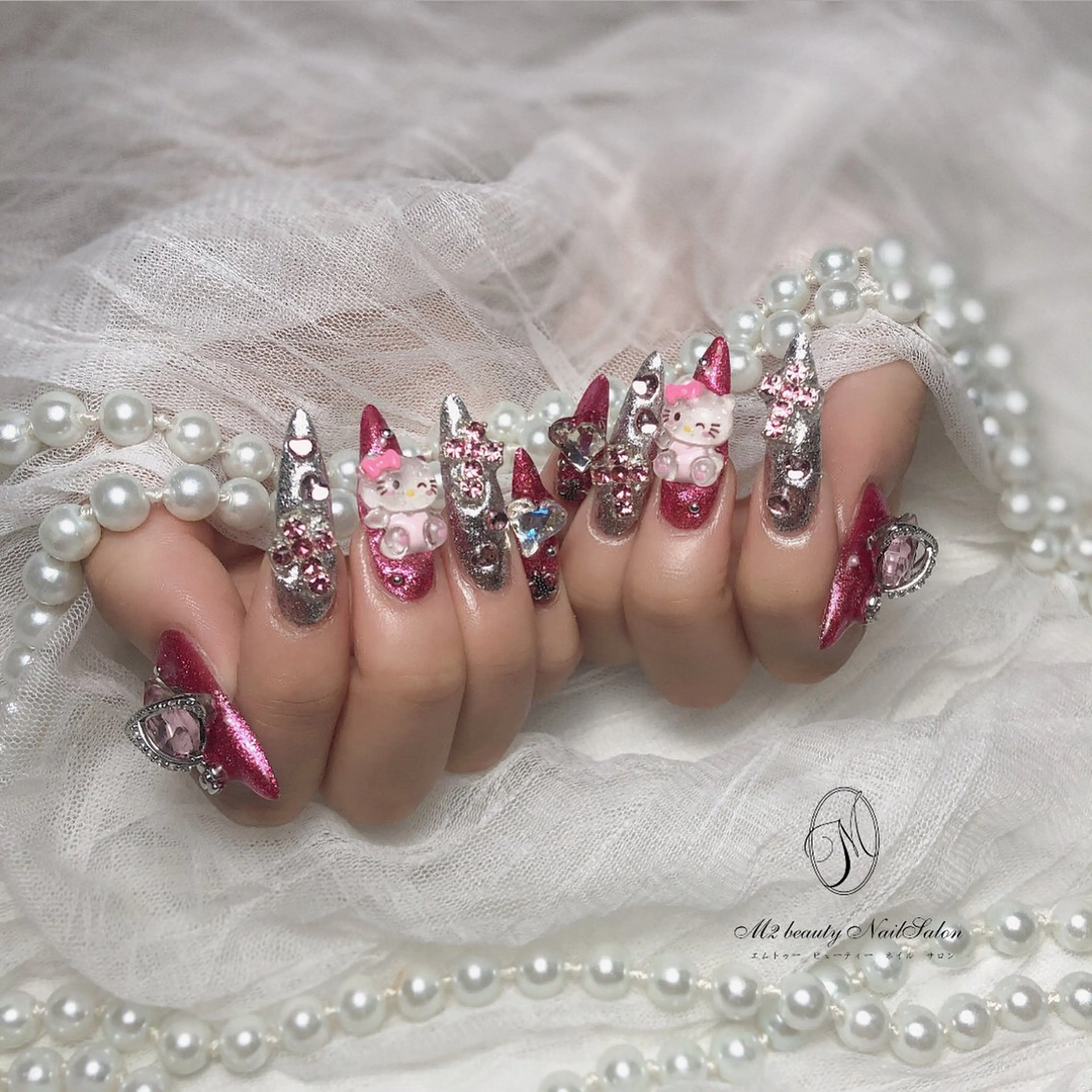 ネイル アートネイル 長さ出し フラッシュネイル ジェルネイル ラメ(グリッター) ハンドネイル M2 beauty Nankaのネイルデザイン