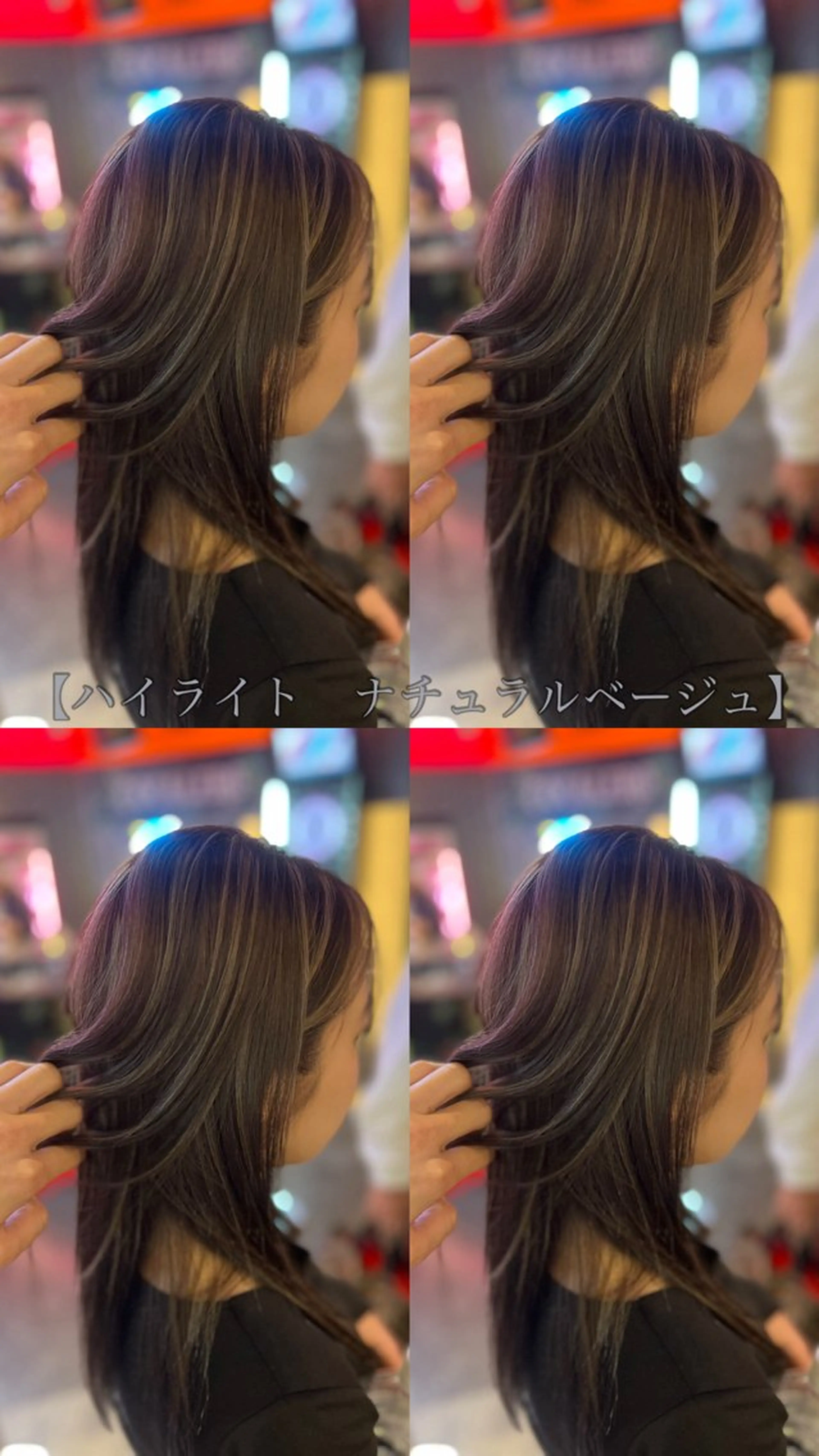 セミロング ハイライト ヘアカラー 【ブロンド】【ベージ ュ系】TAKUMAのヘアスタイル