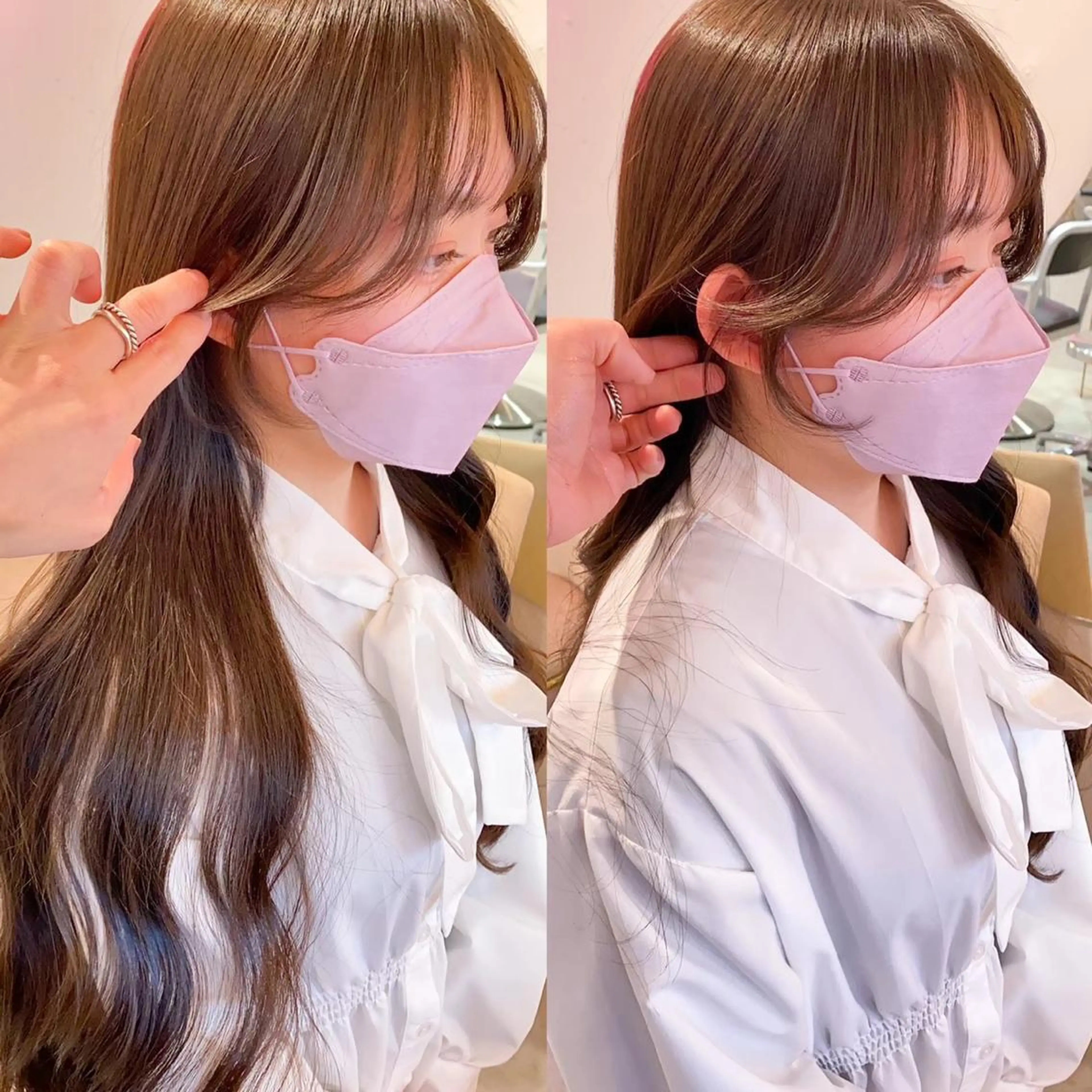 セミロング 顔まわりレイヤー レイヤーカット 小顔カット sajou【上野】所属・🩶艶髪ヘア/ 。。のヘアスタイル