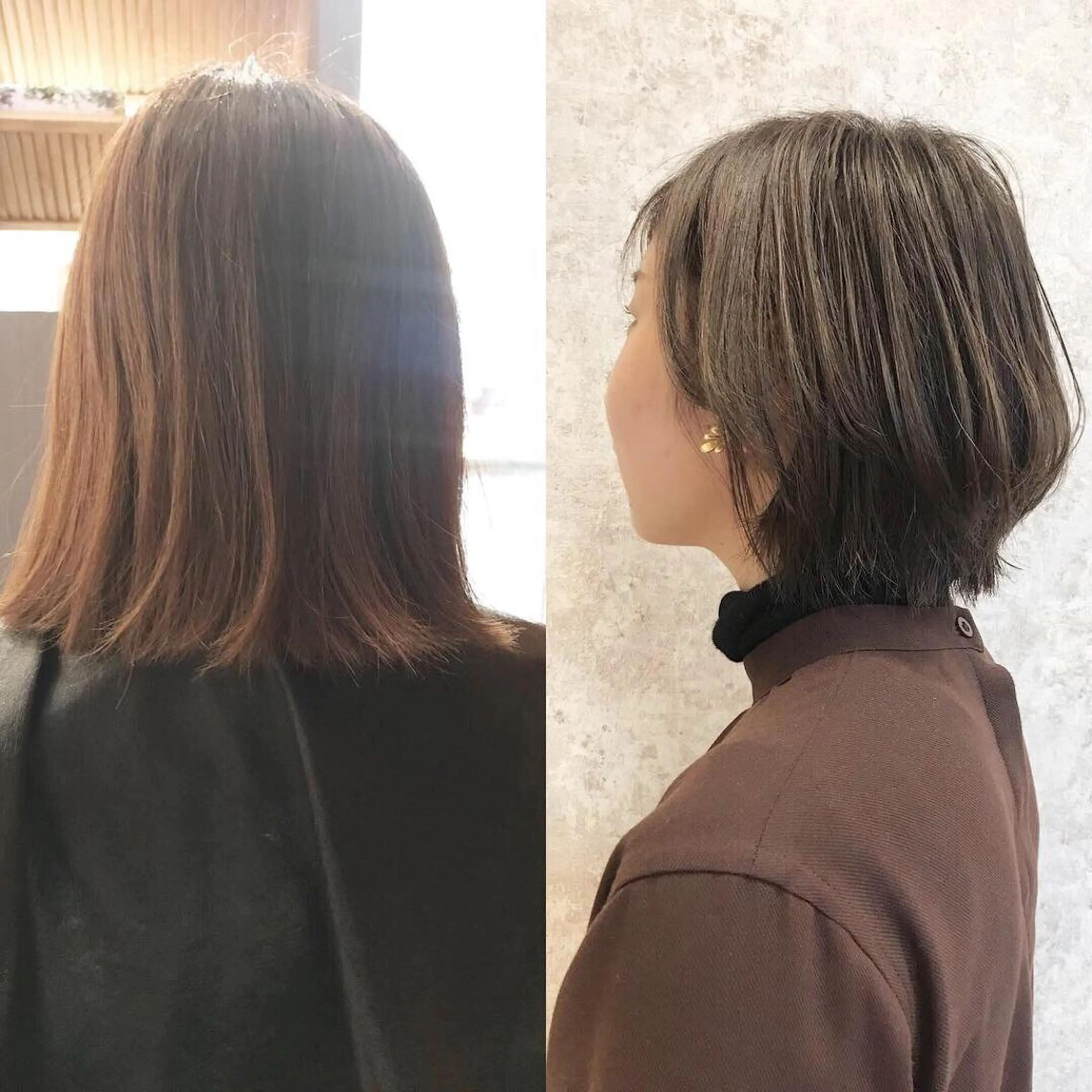 ミディアム カラー 切りっぱなしボブ ボブ HARUNA🤍 大人ショートヘアのヘアスタイル