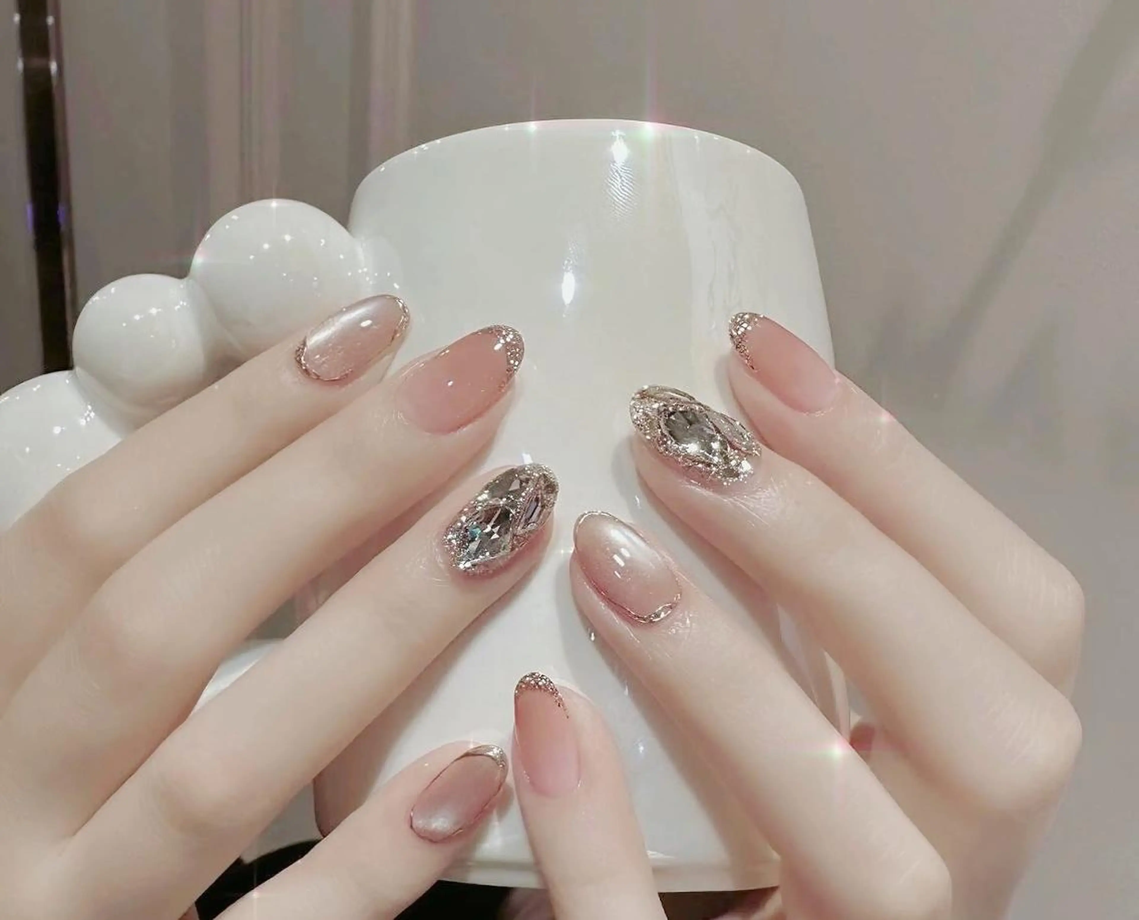 ネイル 長さ出し ジェルネイル 持ち込み パラジェル 春ネイル ハンドネイル リラネイル すみれのネイルデザイン