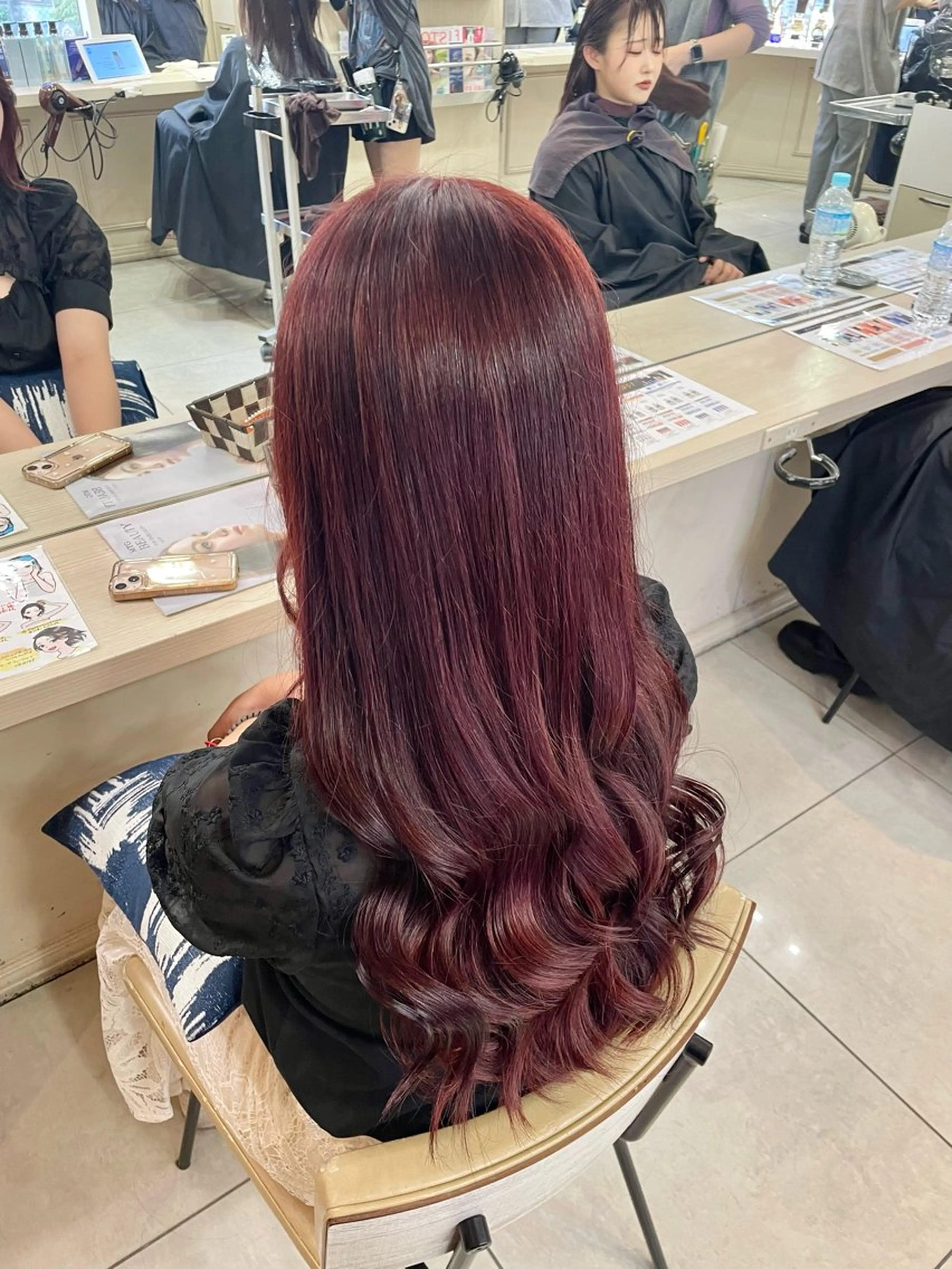 ロング カラー レッドカラー ヘアカラー 横浜パーマ🌐 暖色カラー🍒もえかのヘアスタイル