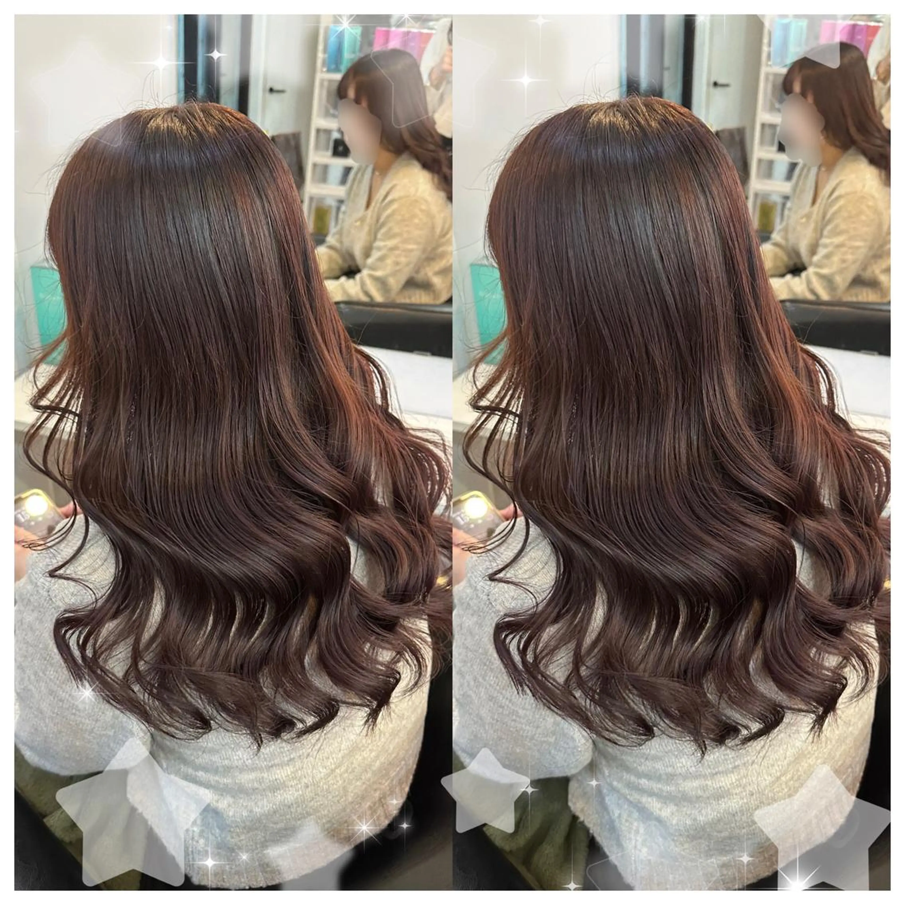 ロング カラー シールエクステ バレイヤージュ 黒髪 ブリーチ ブルーカラー セキグチ💞 lilaのマツエク・マツパデザイン