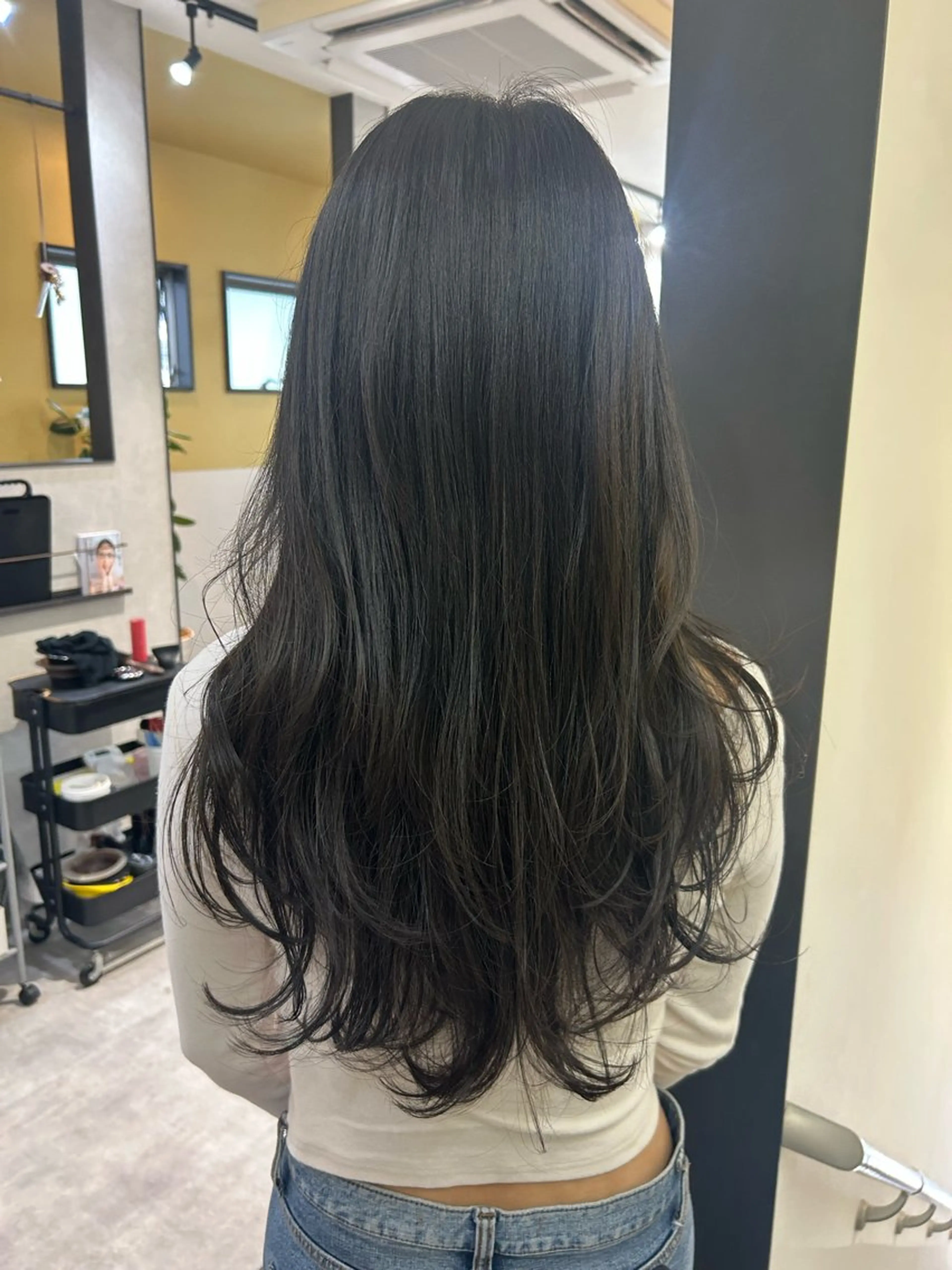 ロング カラー ロングレイヤー アッシュ 透明感カラー レイヤーカット ロング hub hair レイヤー/透明感のヘアスタイル