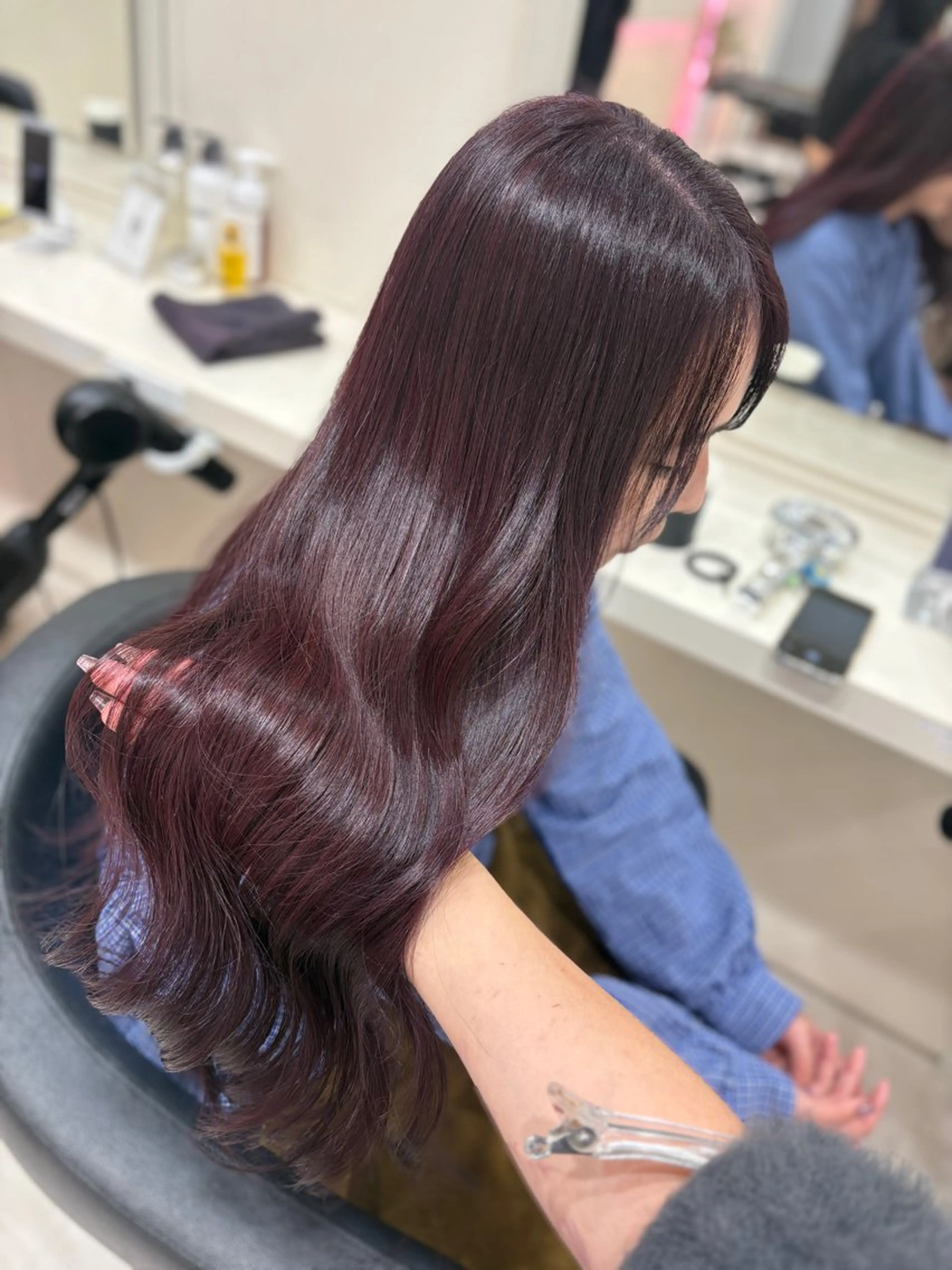 ロング ヘアカラー トリートメント ヘアセット 💗暖色カラー💗 ツヤ髪💗Mayaのヘアスタイル