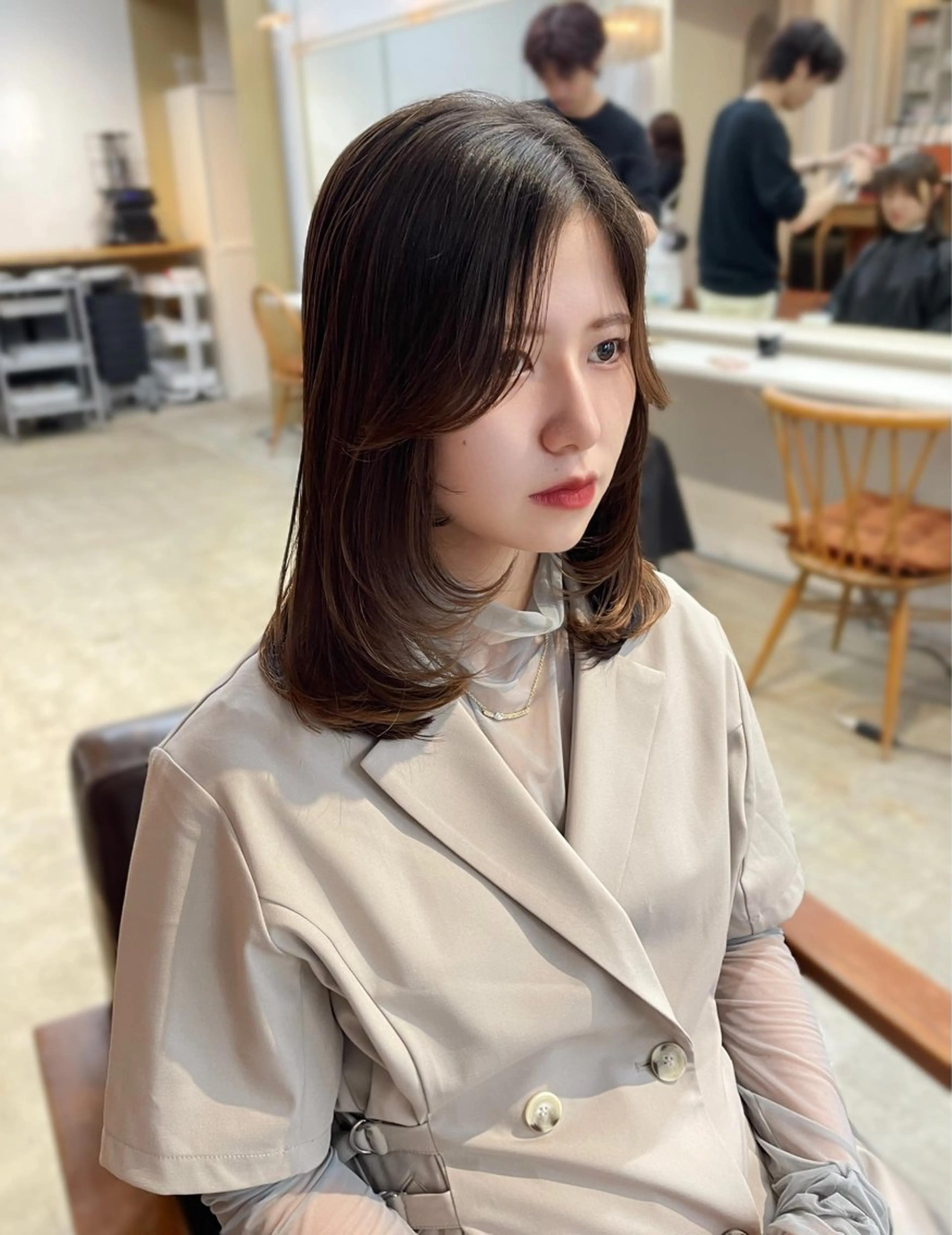 ミディアム カット レイヤーカット/ 縮毛矯正/ミサキ💐のヘアスタイル