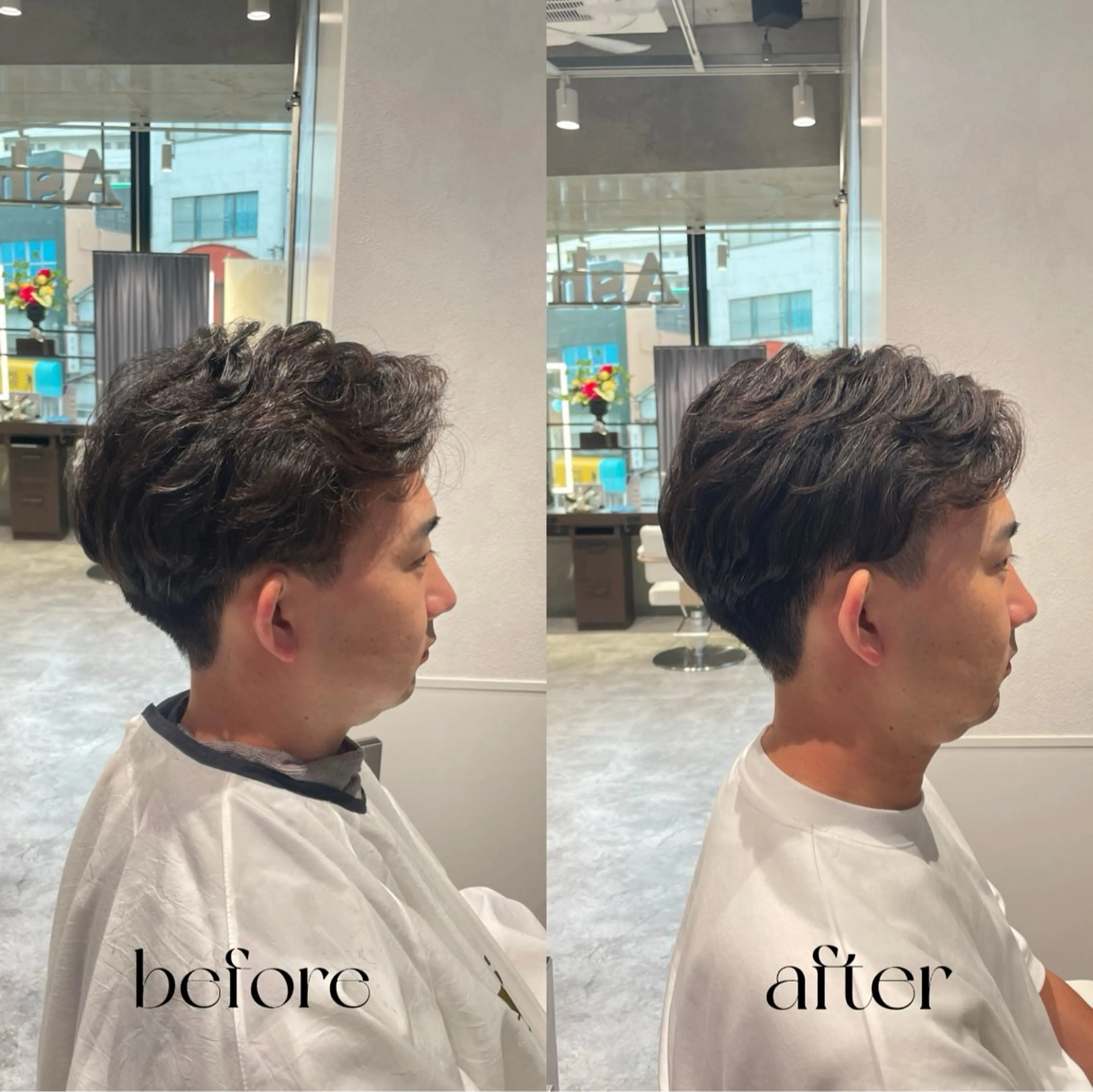 パーマ メンズ カット パーマ 縮毛矯正特化🩰 竹口はるかのヘアスタイル