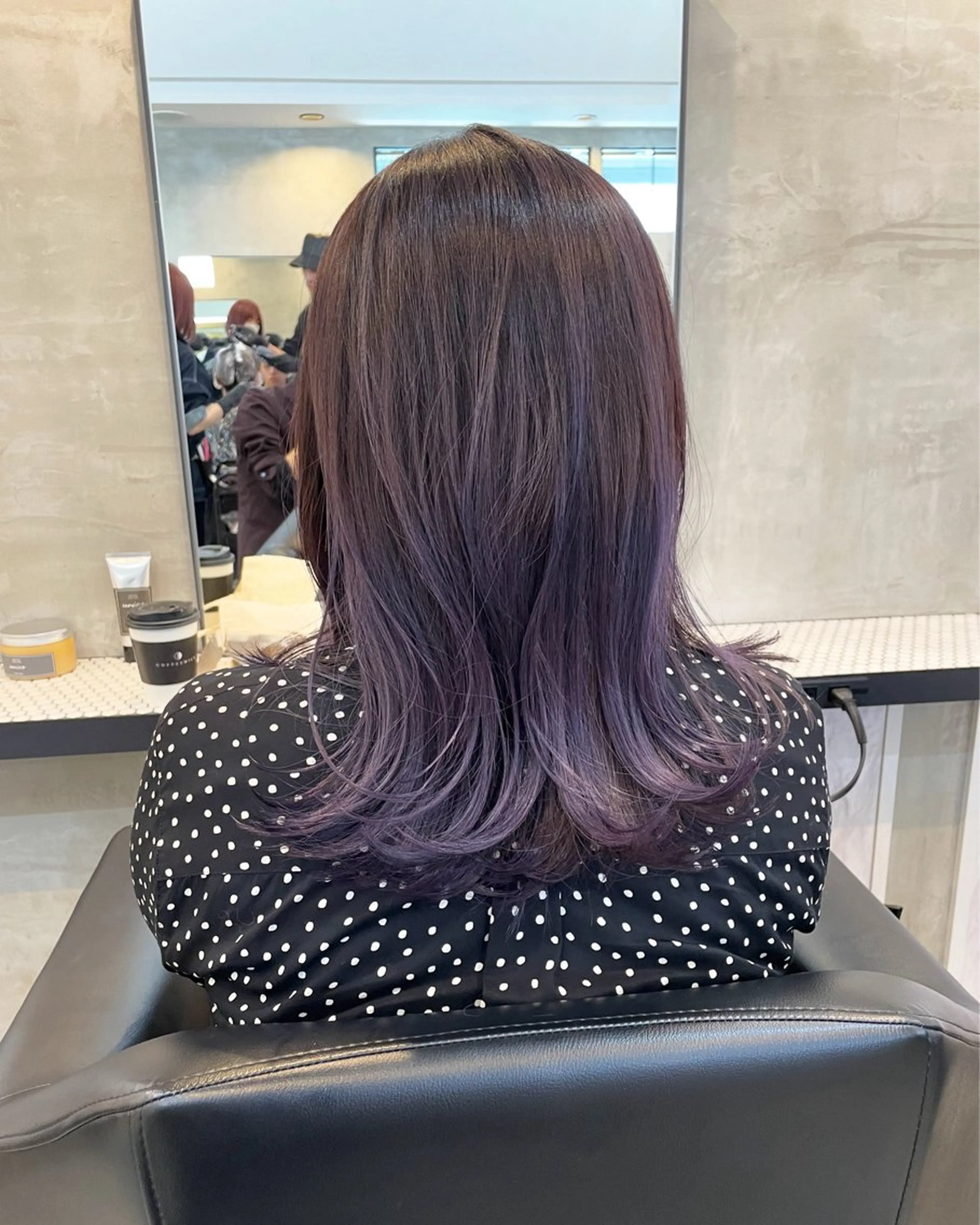 ミディアム カラー バレイヤージュ ラベンダーカラー レイヤーカット ニュアンスカラー🫧 加納のヘアスタイル