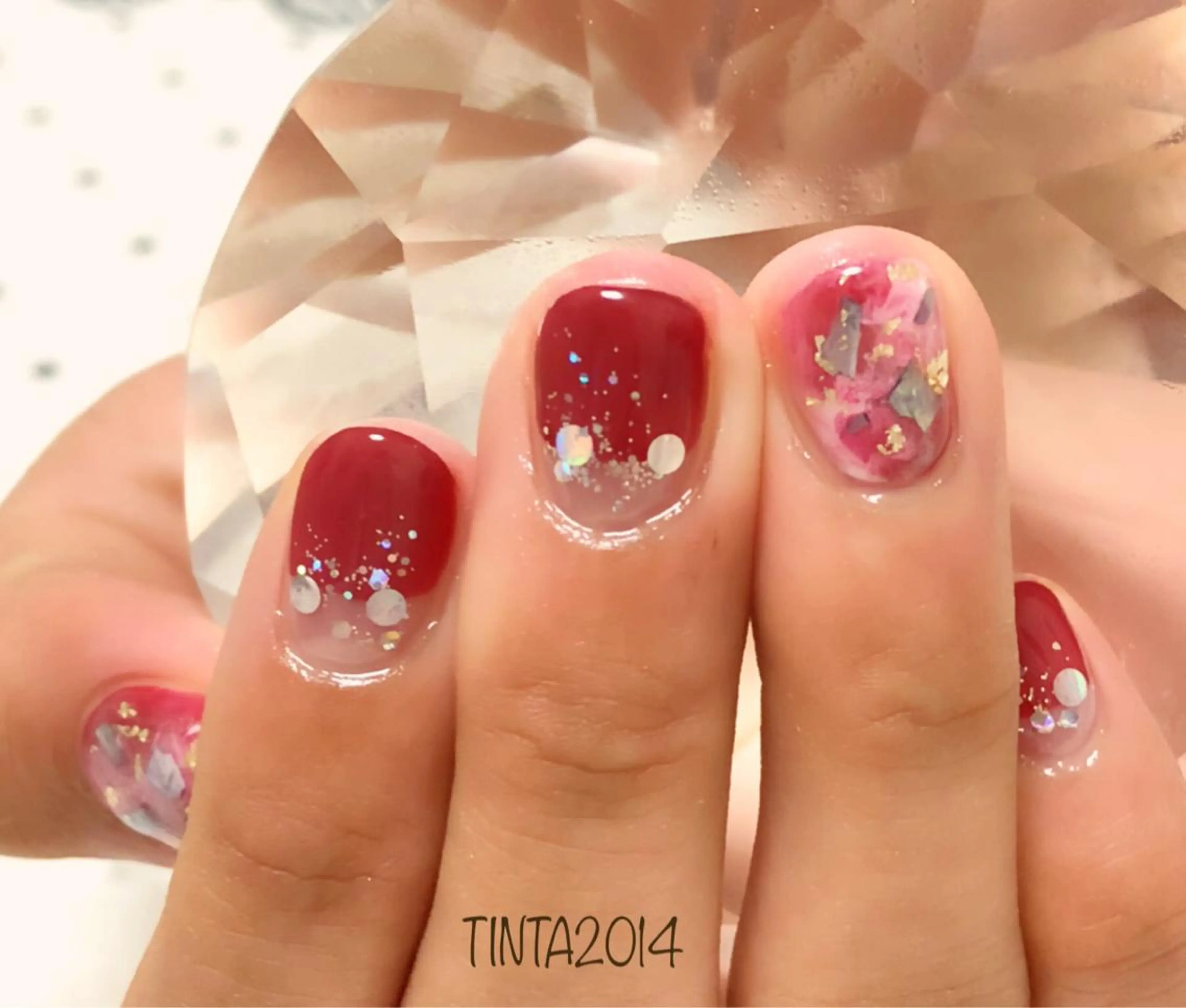 ネイル ボルドー ニュアンスネイル ネイルサロン ティンタ所属・馬場 典子のネイルデザイン