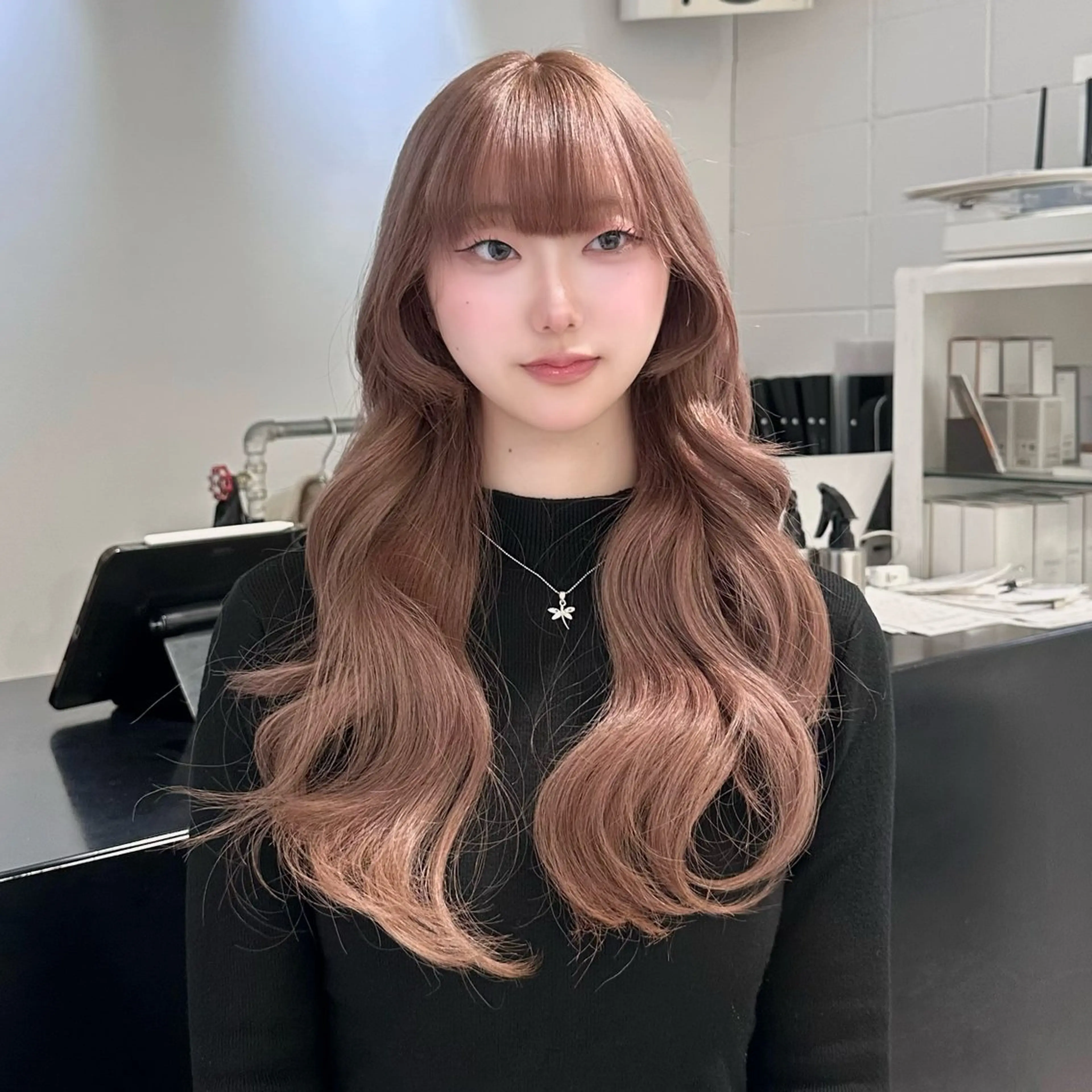 ロング カラー カット ヘアカラー トリートメント ヘアセット 🎀ツヤ髪/韓国 ヘアミカ🎀のヘアスタイル