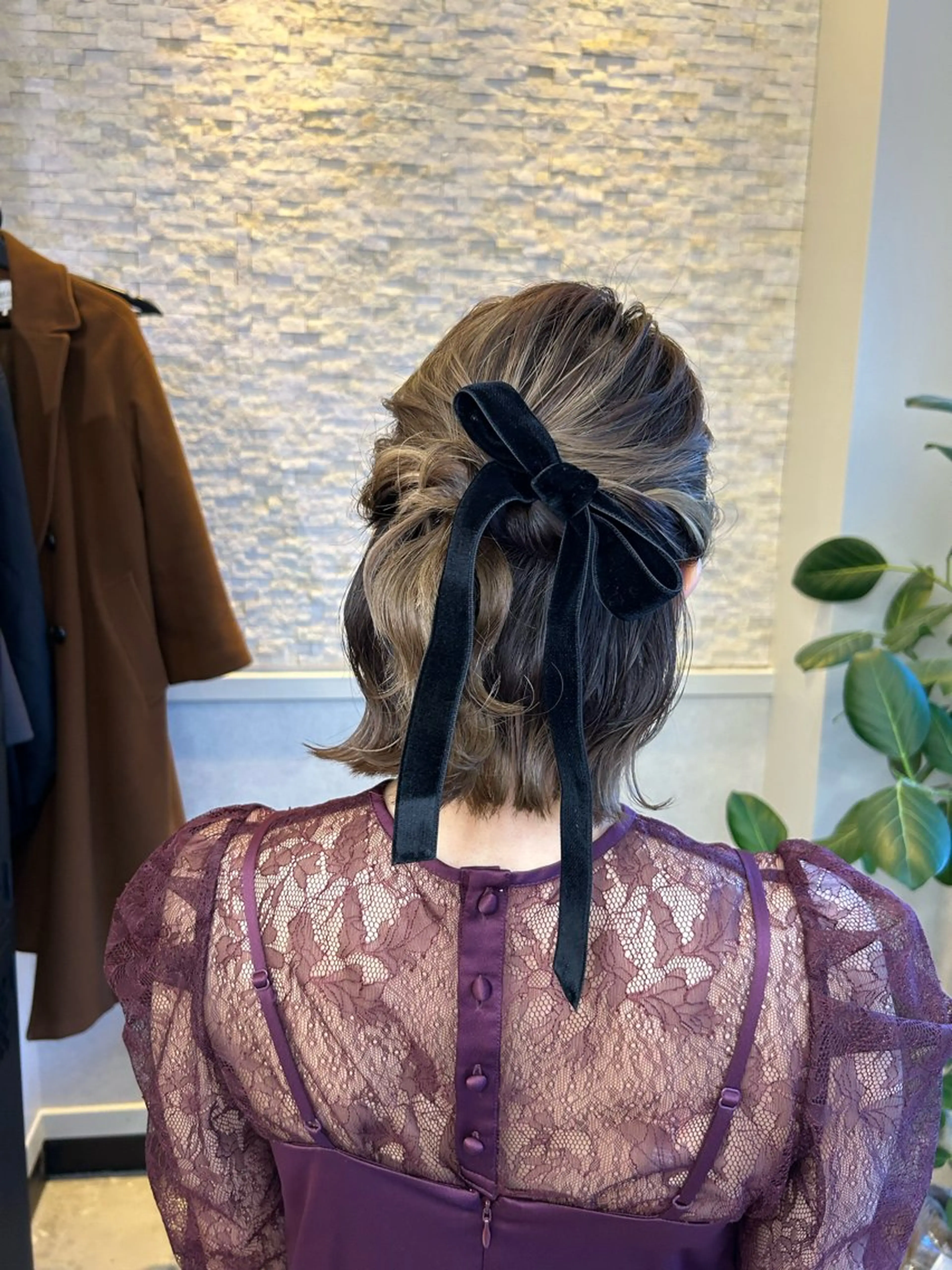 ヘアアレンジ ハーフアップ 結婚式・ブライダル ボブ KINGKONG BARBERSHOP by  ALVAREZ所属・takebuchi harukaのヘアスタイル