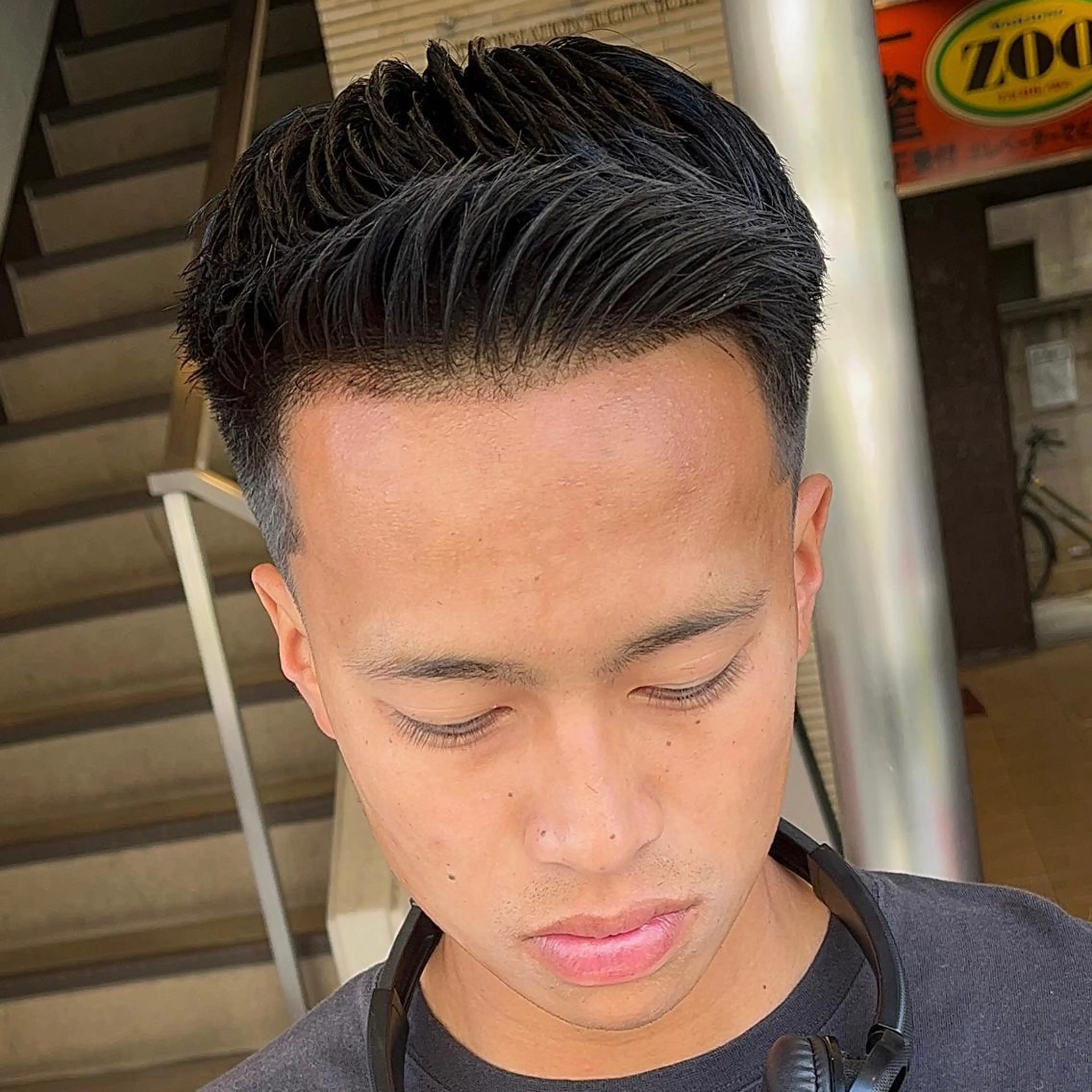 ショート メンズ フェードカット メンズパーマ スキンフェード スペインカール カット 立川/メンズパーマ 厚進太郎のヘアスタイル