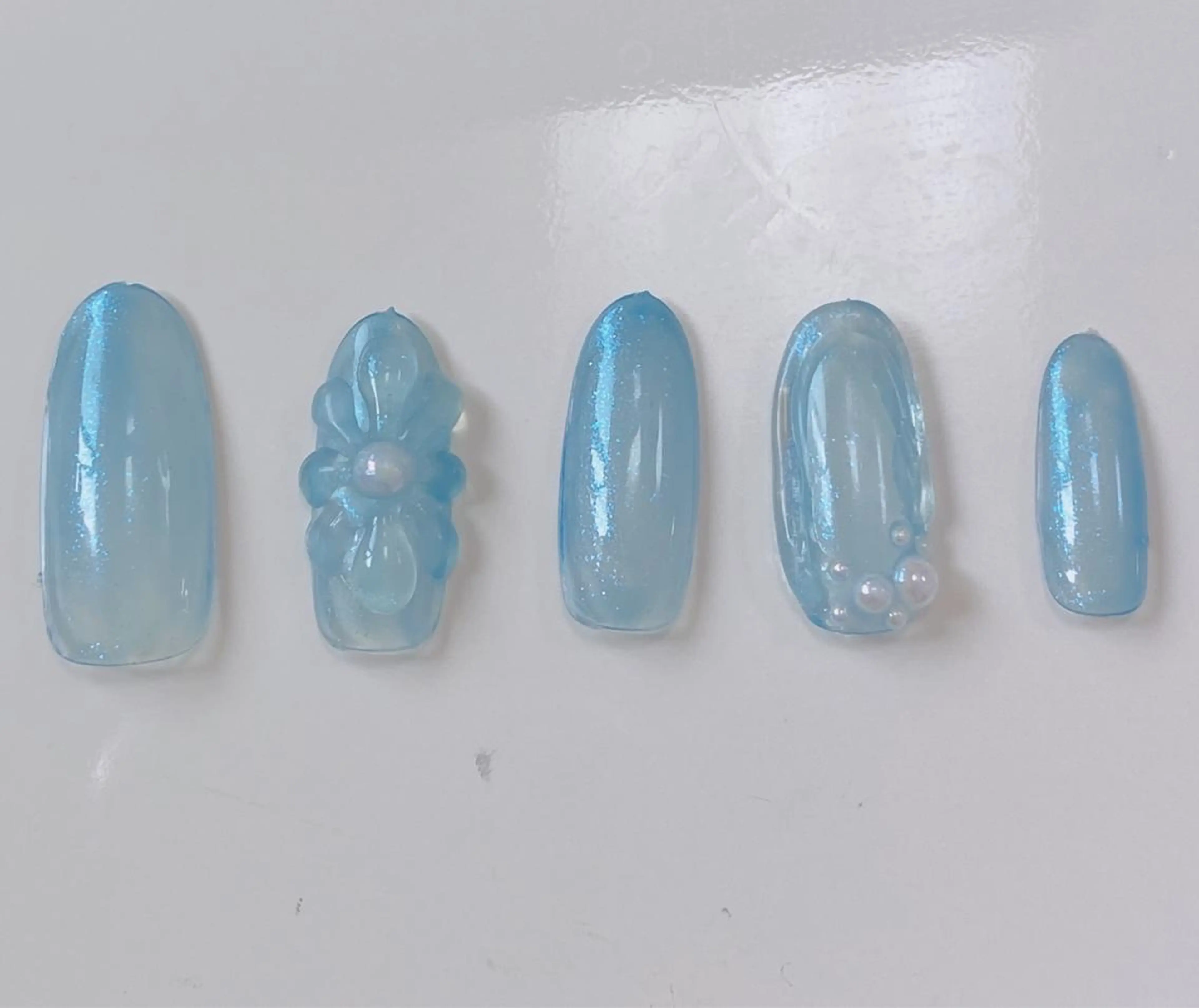 ネイル アートネイル フットネイル ラメ(グリッター) 水色 Re:Ø nail 🩵TSUJIのネイルデザイン