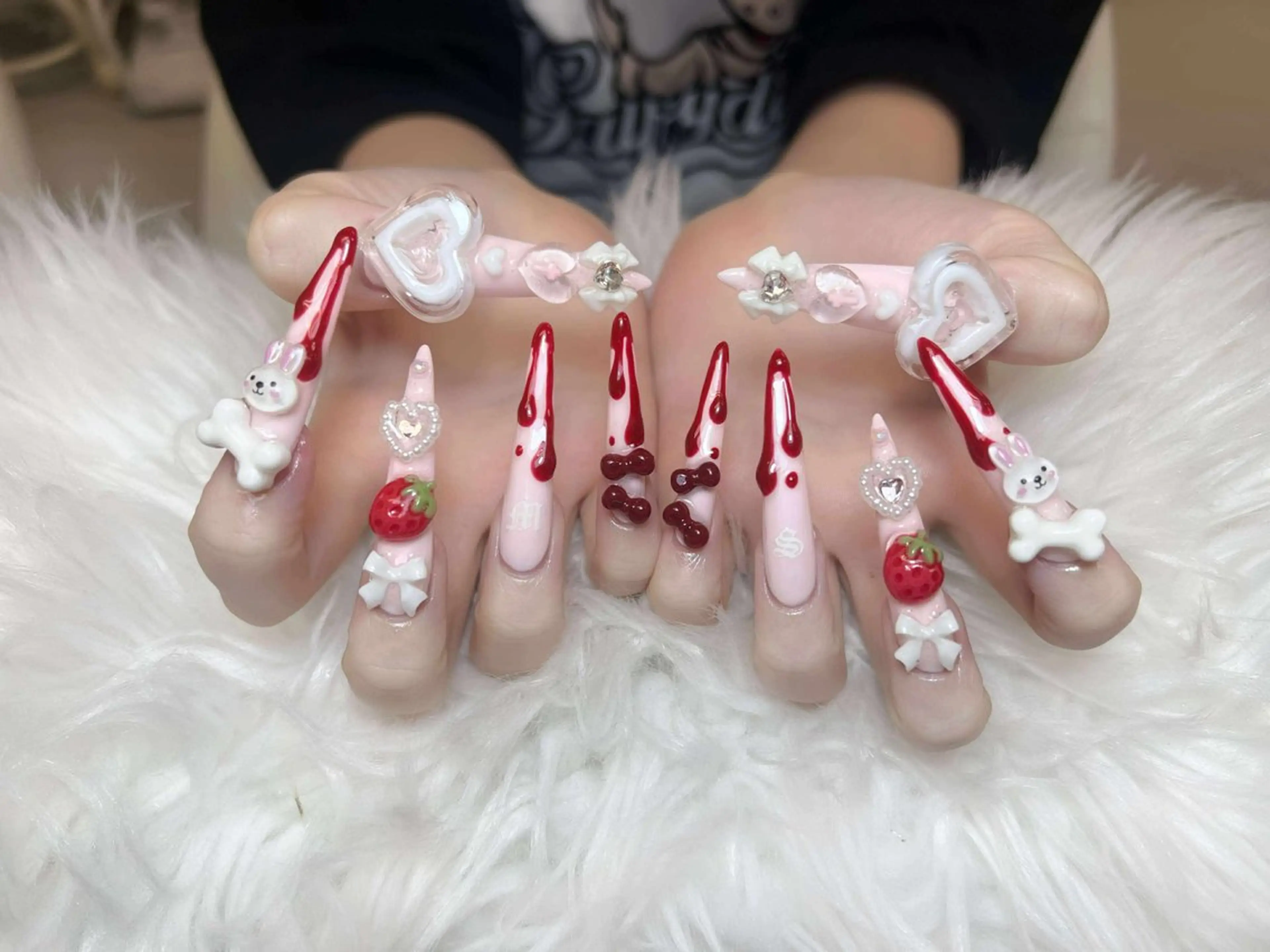 ネイル アートネイル オーロラネイル チークネイル 長さ出し フットネイル Noiranail_ studio川越西口のネイルデザイン