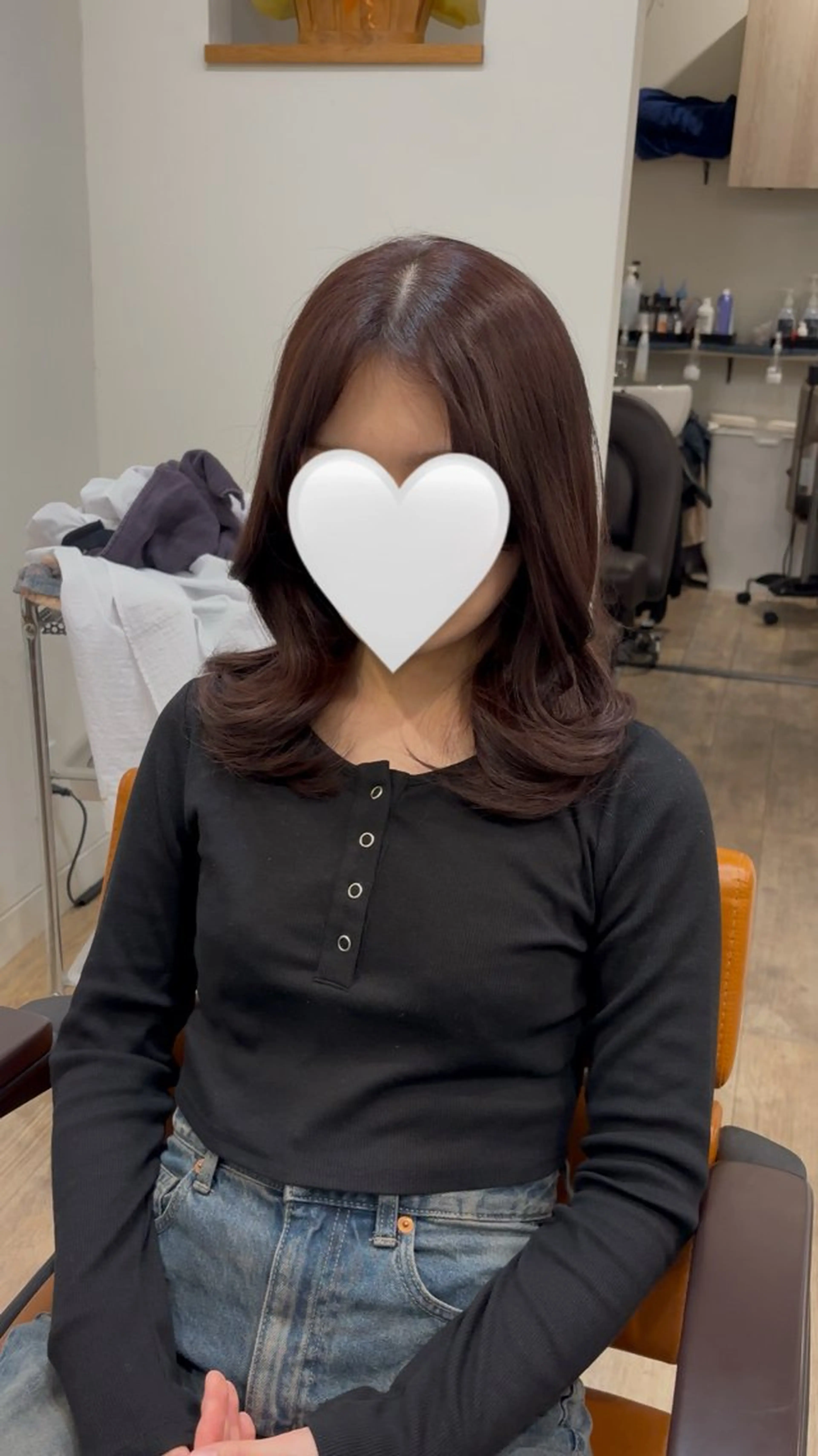 ミディアム カラー レッドカラー 髪質改善 カット ヘアカラー トリートメント レイヤーカット/韓国 ヘア/LILICAのヘアスタイル