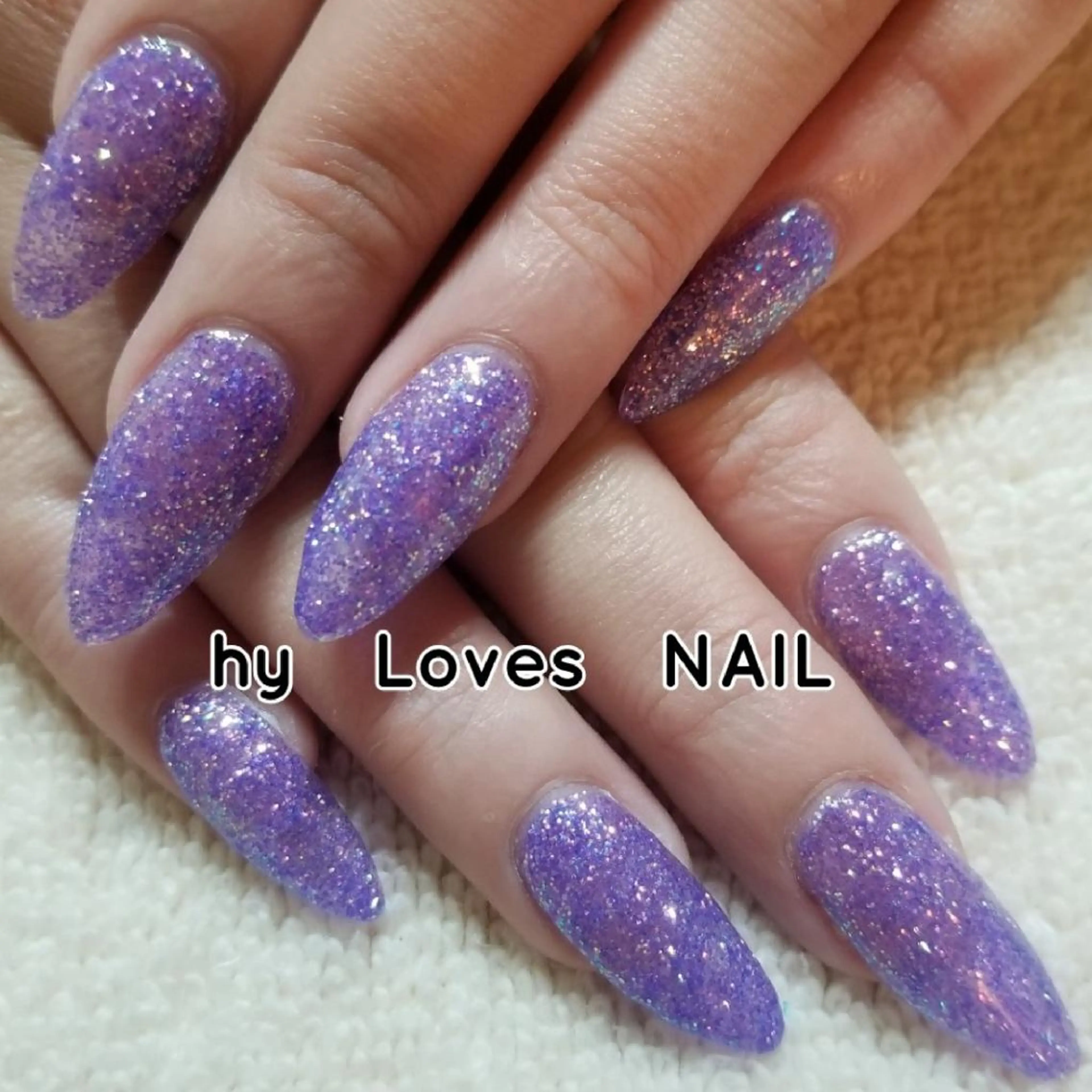 ネイル ラメ(グリッター) パープル スカルプネイル ハンドネイル よしだ ひろきのネイルデザイン
