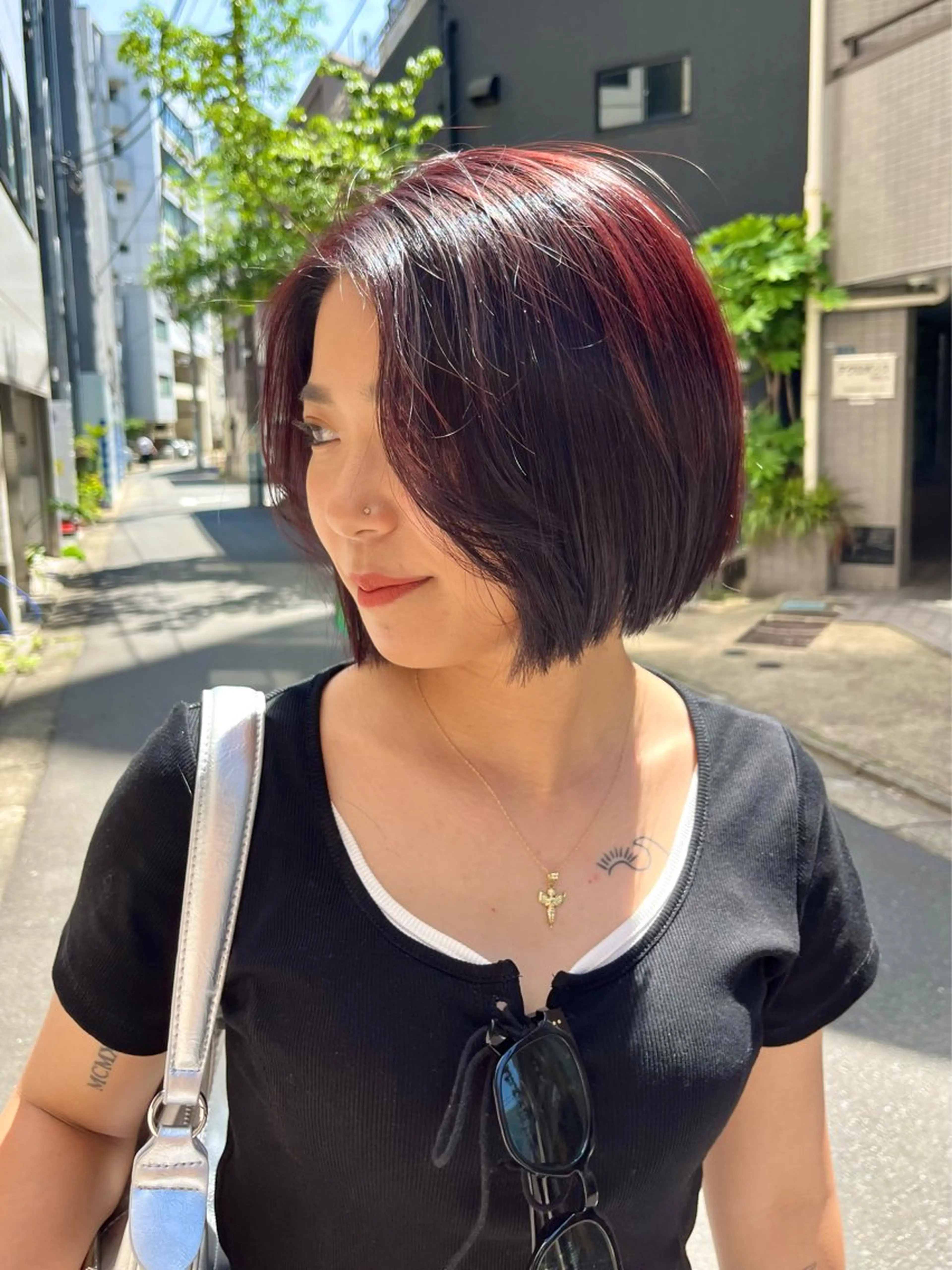 ミディアム カラー ヘアアレンジ レッドカラー HIROKO / 透明感暖色カラー🎀のヘアスタイル