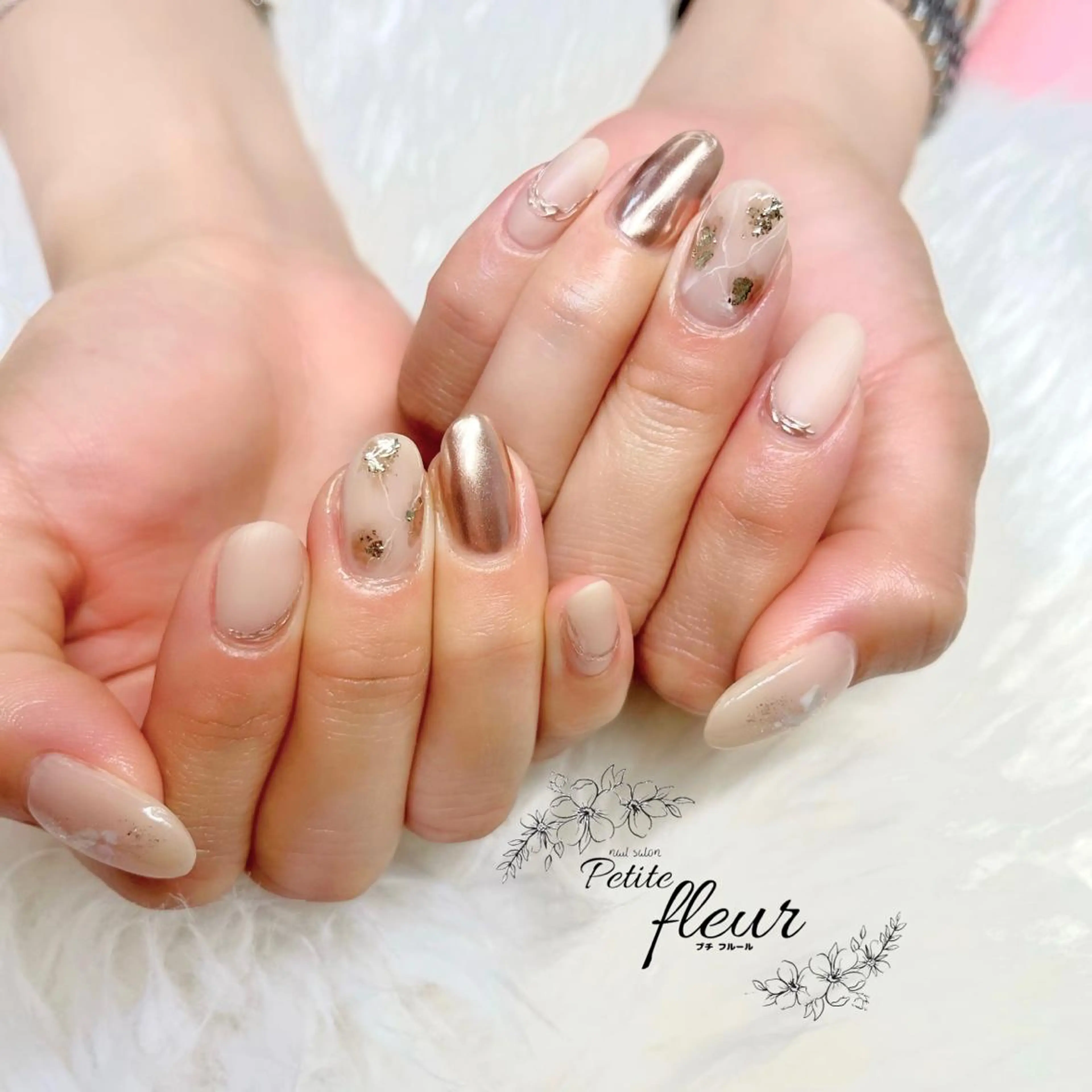 ネイル マットネイル ミラーネイル ❁⃘*。Petite fleur❁⃘*りさのネイルデザイン