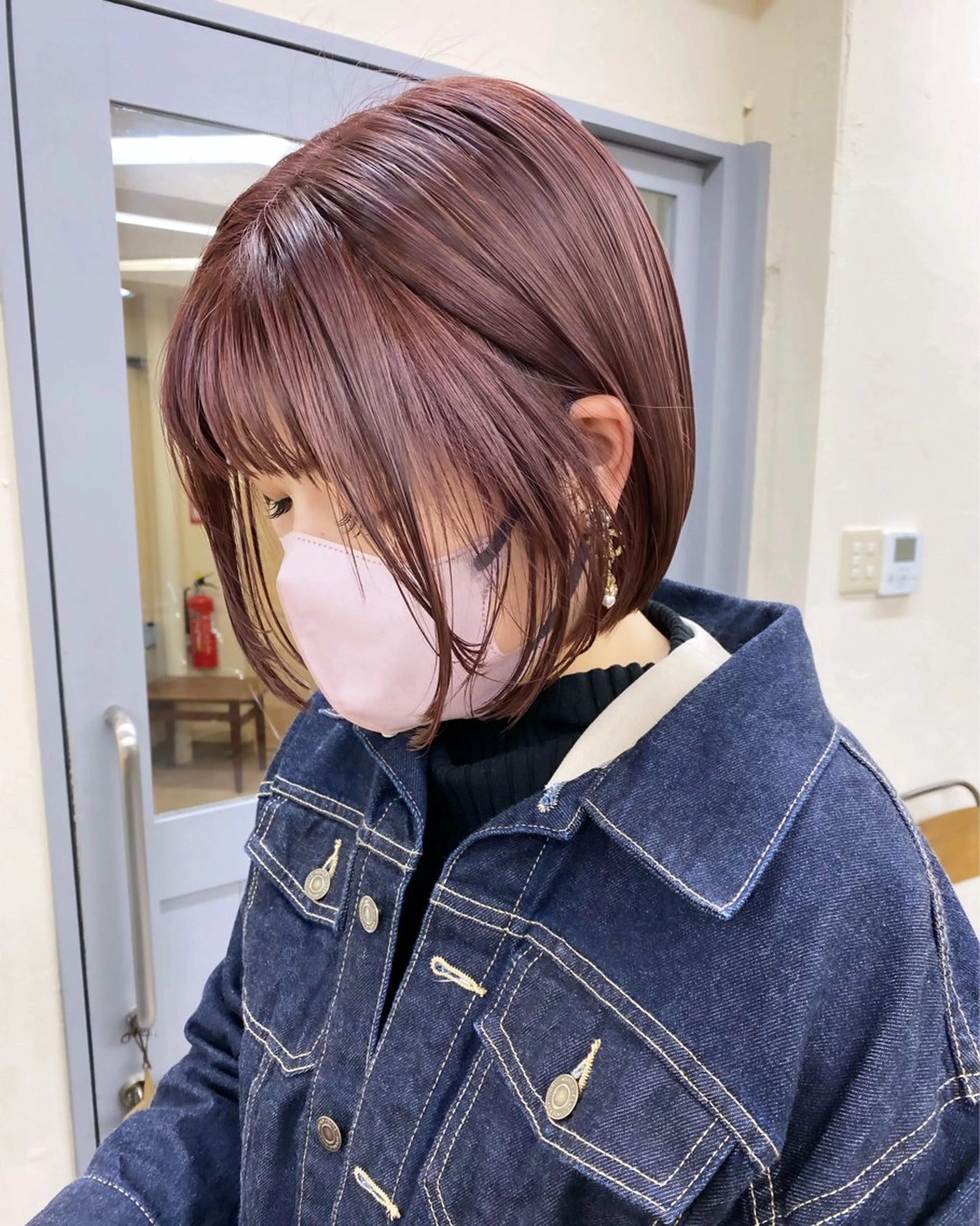 ミディアム カラー ベージュカラー ピンクカラー ピンクベージュ カット ヘアカラー hair design verda所属・レイヤー暖色カラー 池袋Yamamotoのヘアスタイル