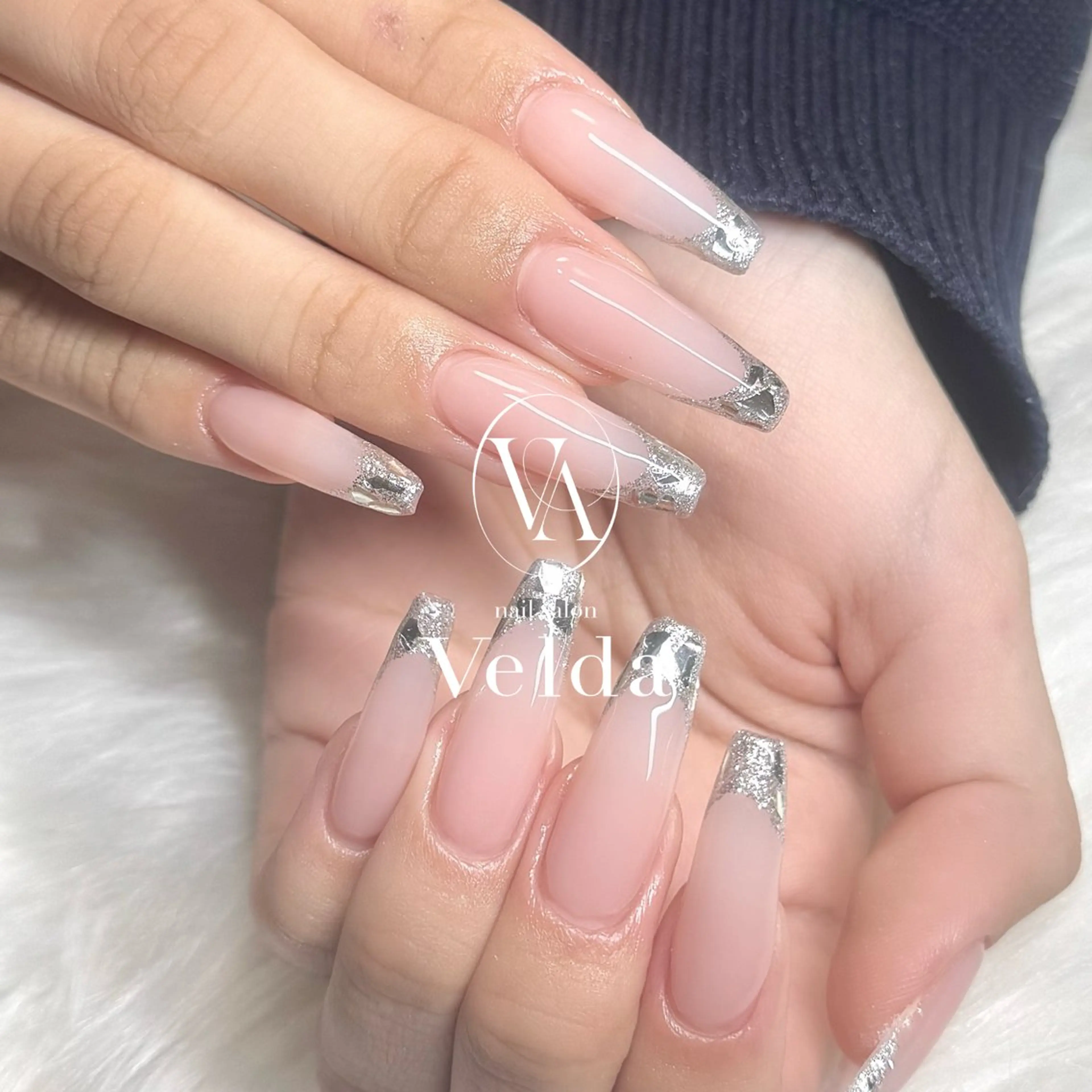 ネイル フレンチネイル ガラスフレンチ 💎スカルプ💎 Velda(ベルダ)のネイルデザイン