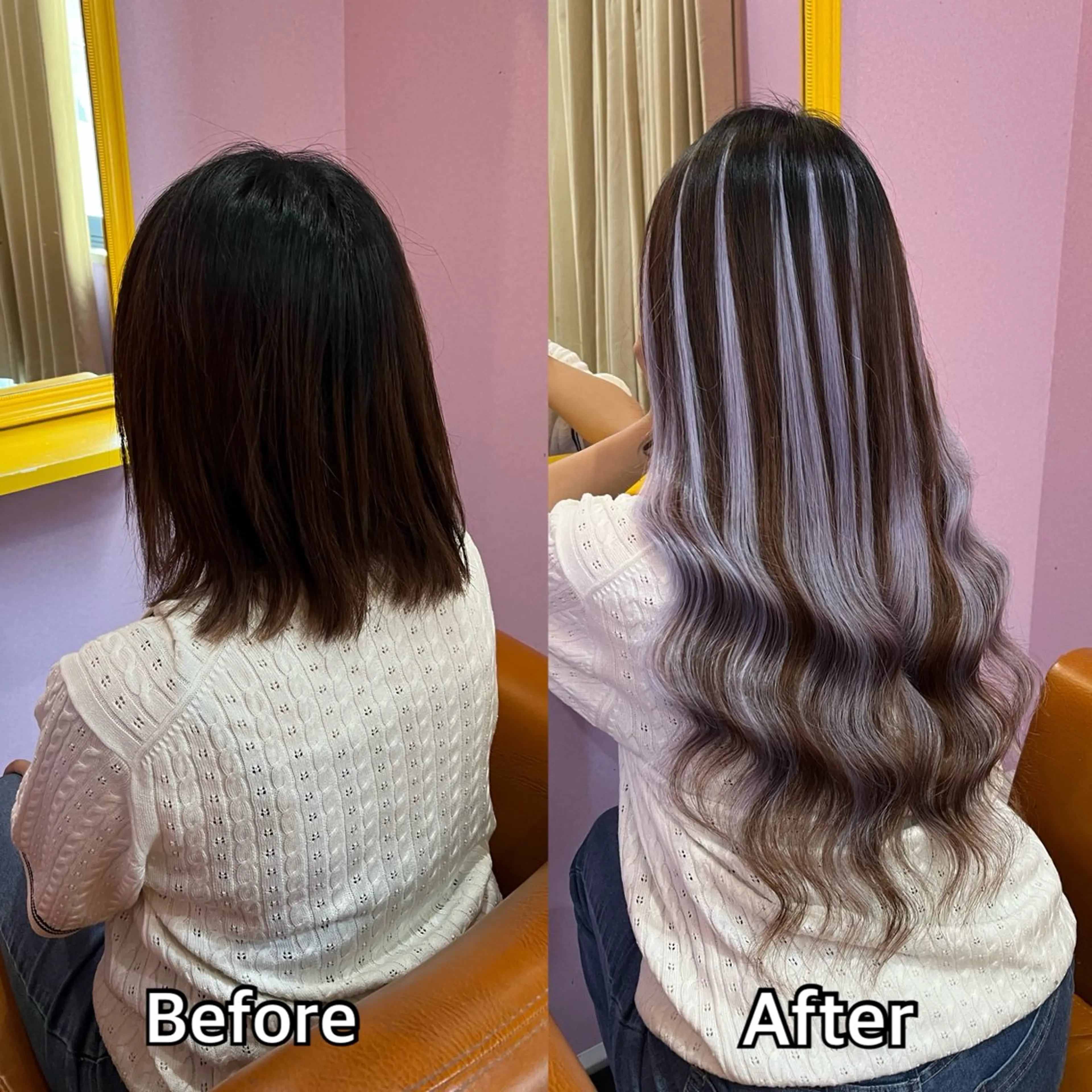 ロング エクステ シール＋ちび編み込み エクステ梅田🐨のヘアスタイル