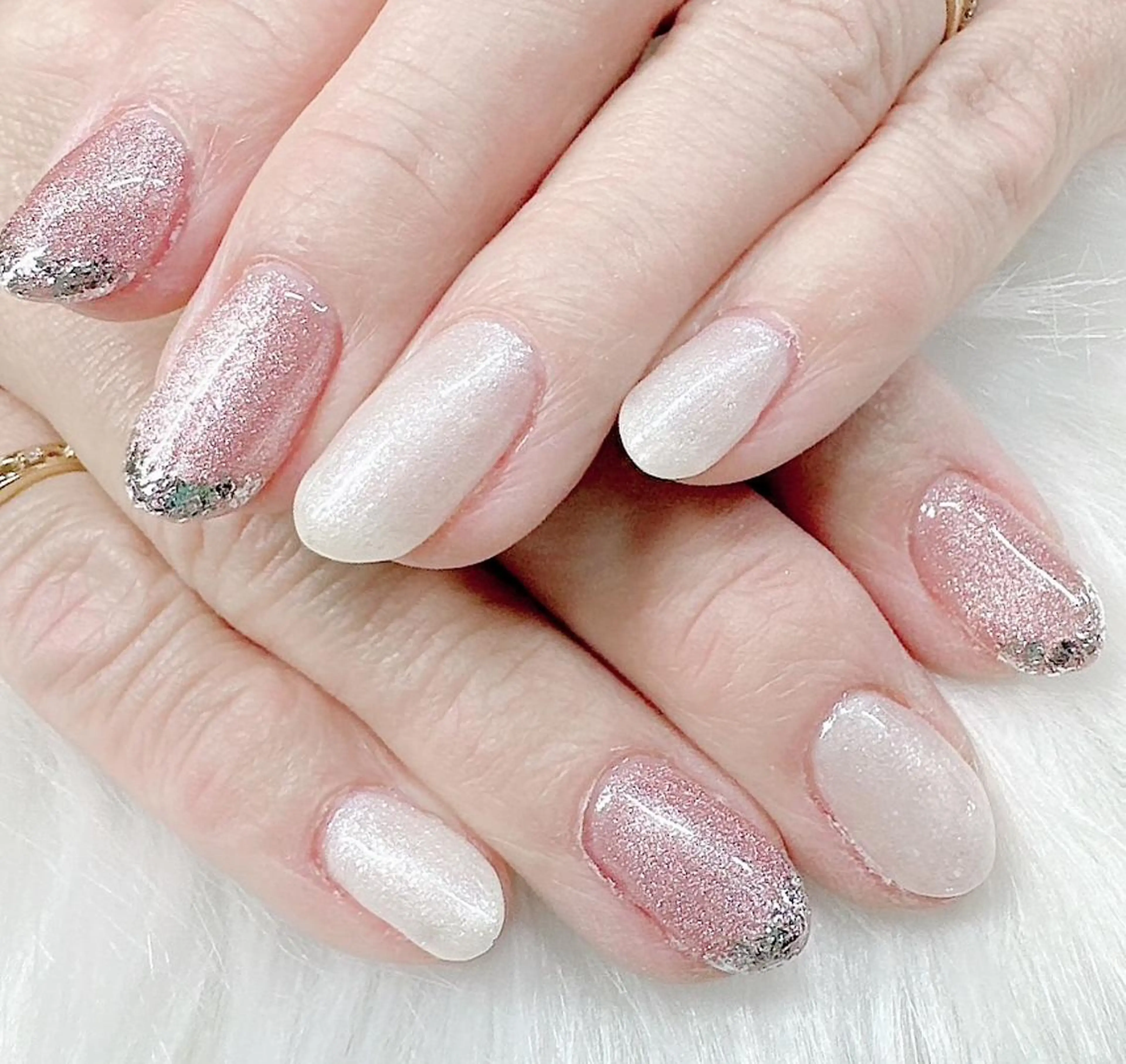 ネイル フレンチネイル ガラスフレンチ ハンドネイル アップネイル 山口のネイルデザイン