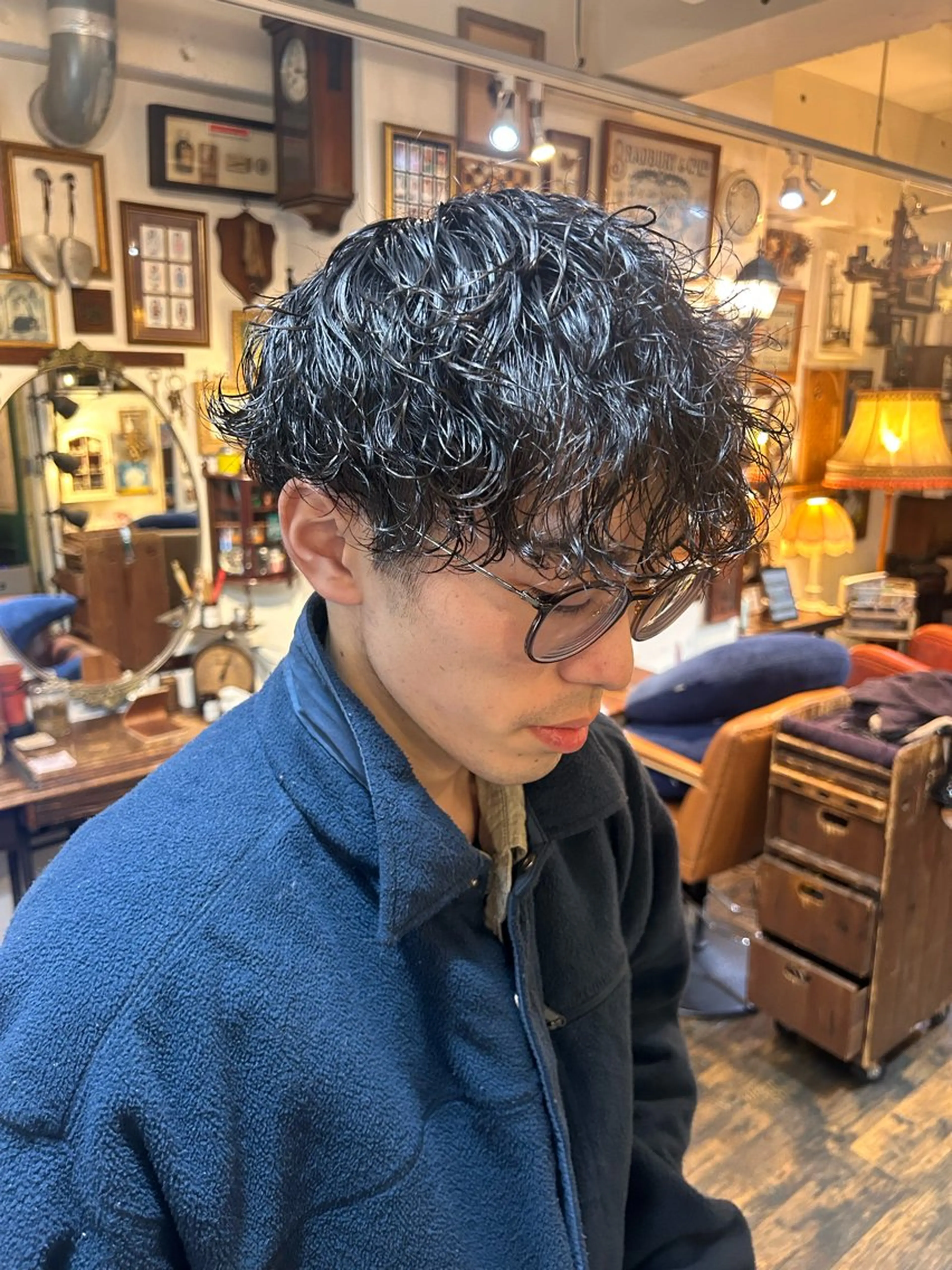 ショート パーマ メンズ カット パーマ 清水千優/パーマ/透 明感カラー/メンズのヘアスタイル