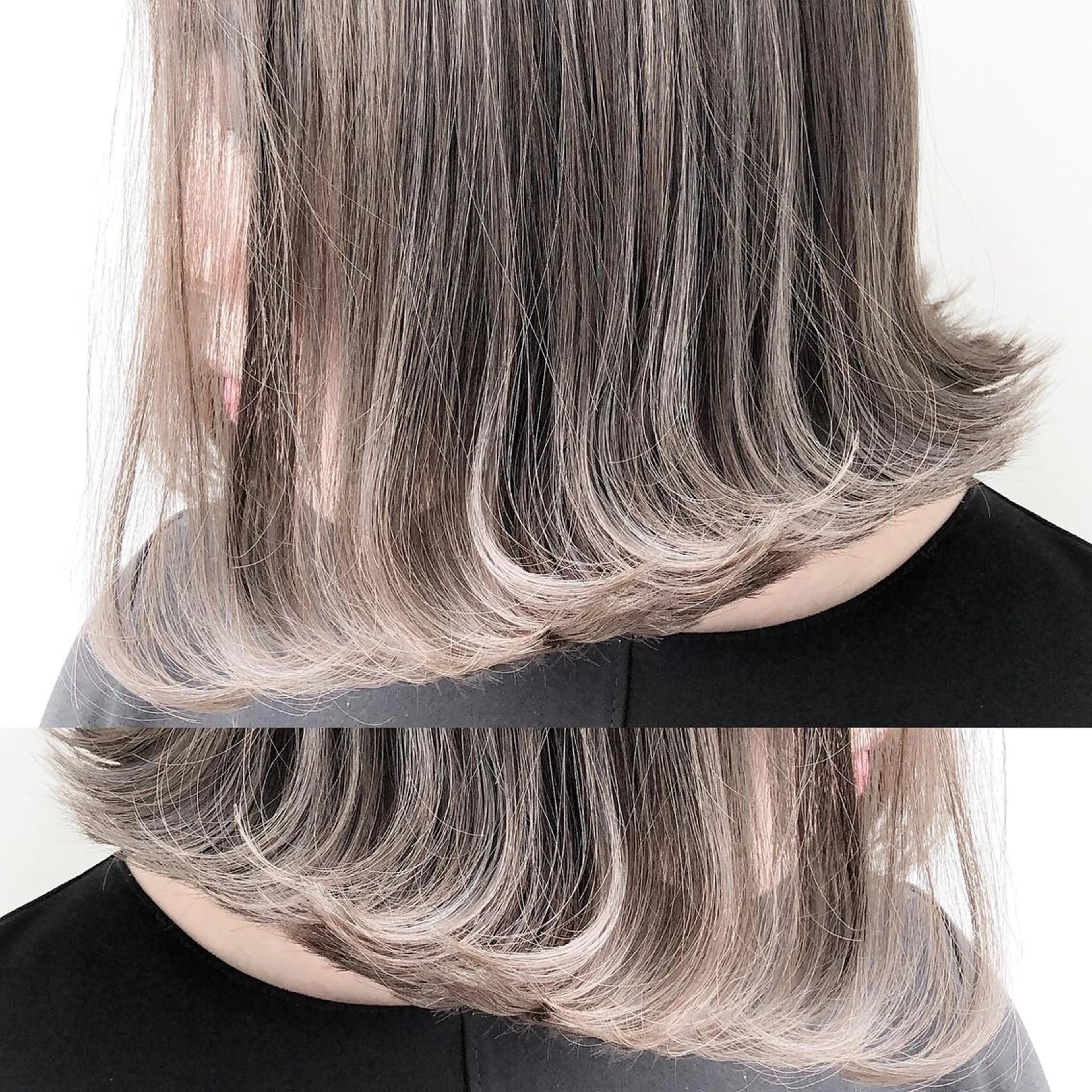 ミディアム カット to youハイライトのヘアスタイル