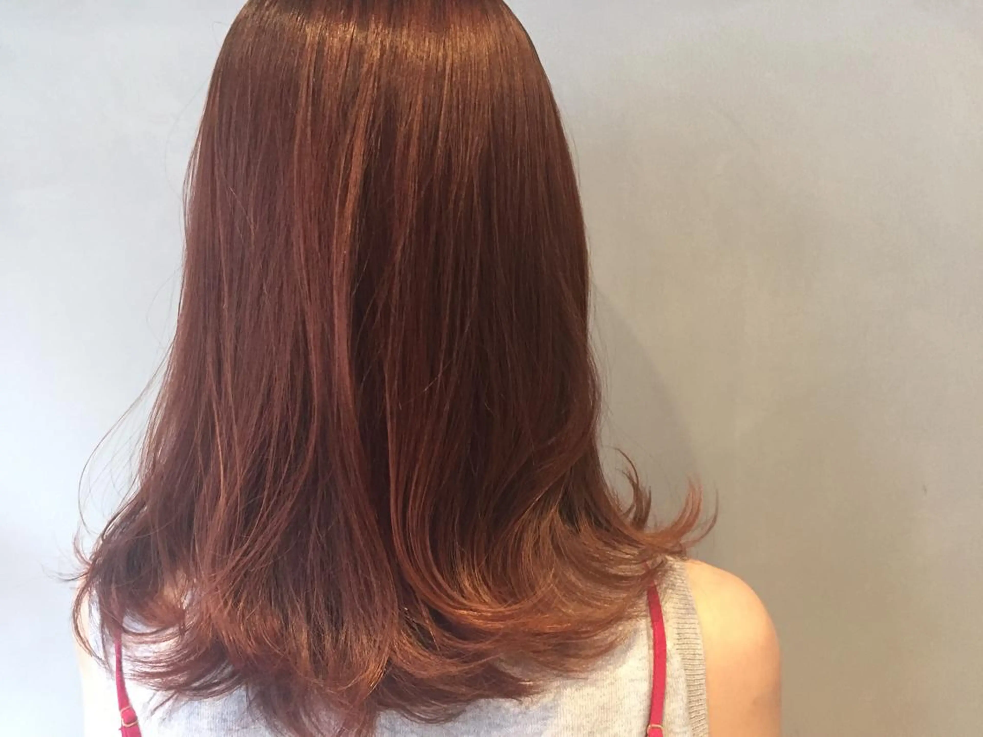 ミディアム カラー オレンジ 水口 英里のヘアスタイル