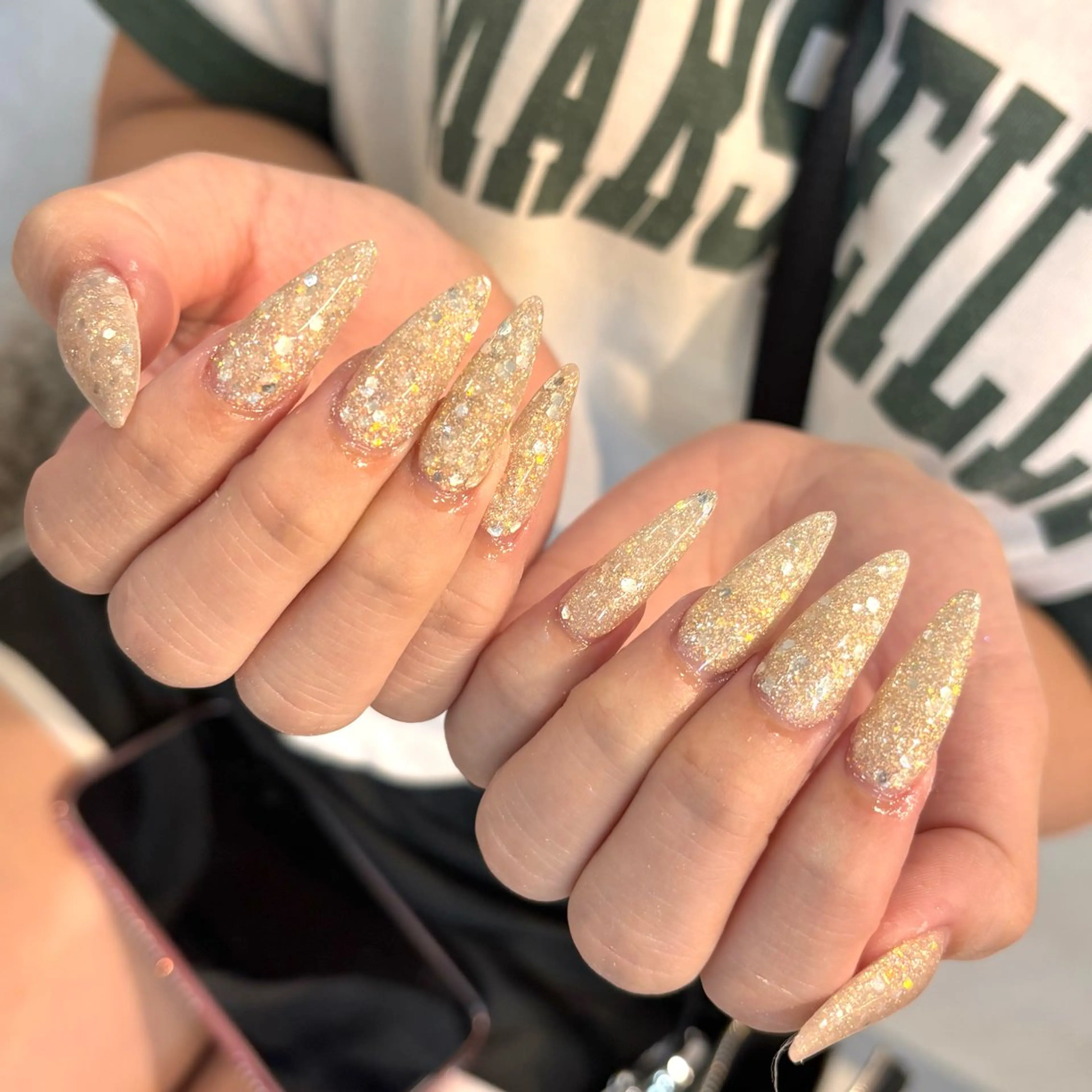 ネイル ラメ(グリッター) ロングネイル スカルプネイル ハンドネイル Chipie_ ayanoのネイルデザイン