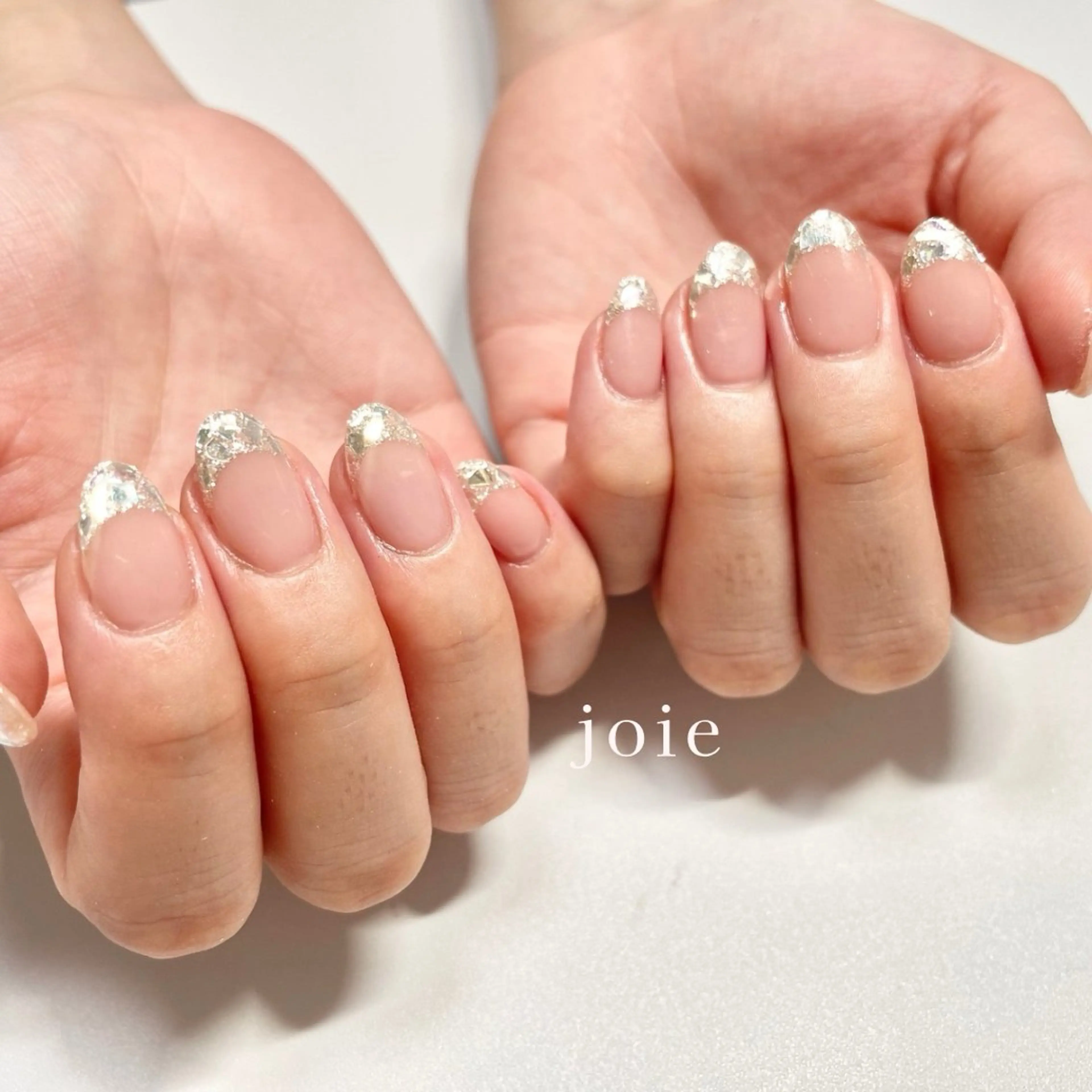 ネイル フレンチネイル ジェルネイル ガラスフレンチ キラキラネイル オフィスネイル Nailist Mikuのネイルデザイン