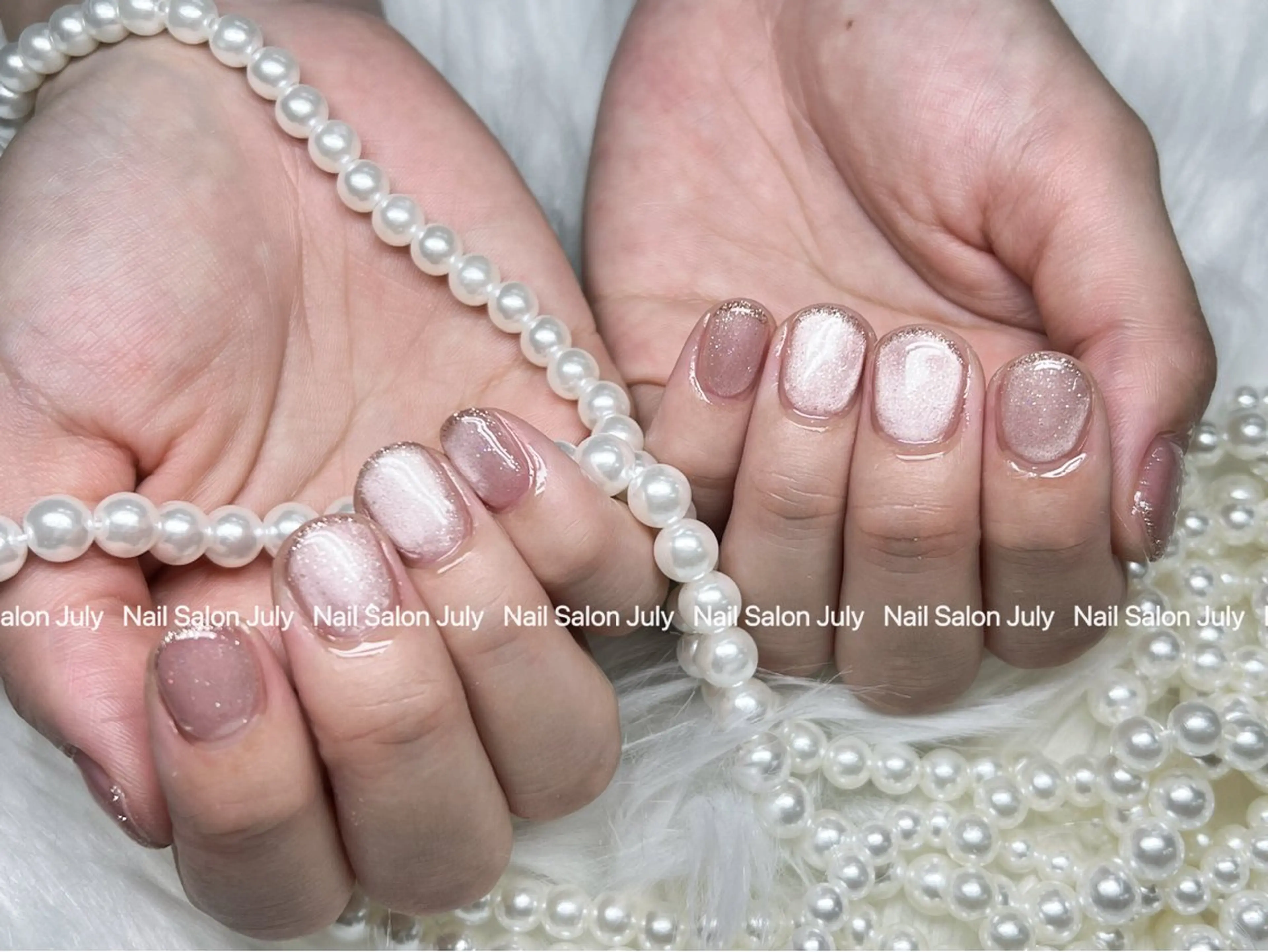 ネイル アートネイル オーロラネイル ジェルネイル ガーリー キラキラネイル ハンドネイル July モモのネイルデザイン