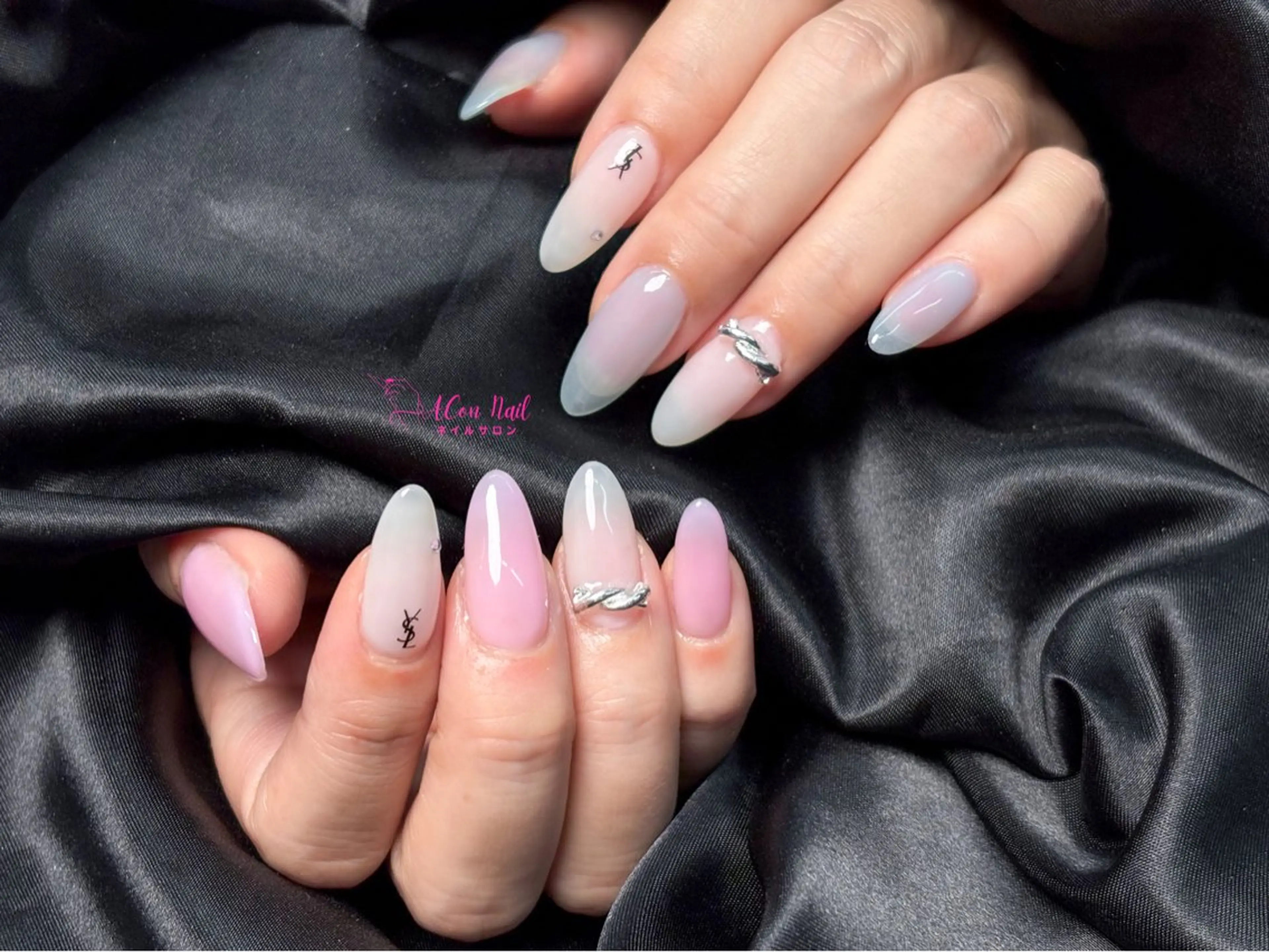 ネイル 桜ネイル 長さ出し フラワーネイル フレンチネイル ジェルネイル ハンドネイル AConNailSalon所属・ACon NailSalonのネイルデザイン