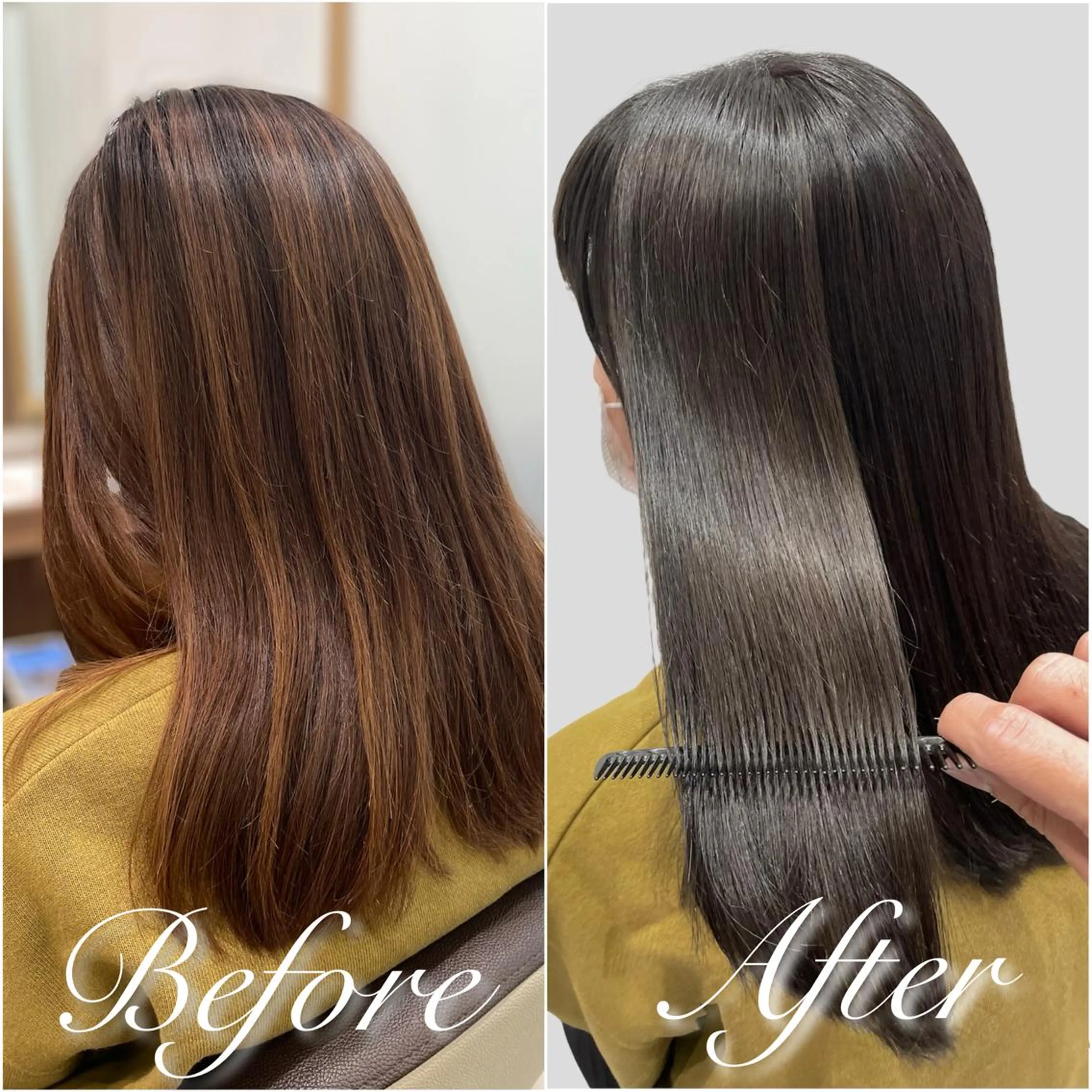 セミロング カラー 透明感カラー ダークグレー ダークグレージュ グレージュ ヘアカラー トリートメント ナカタケ ユウのヘアスタイル