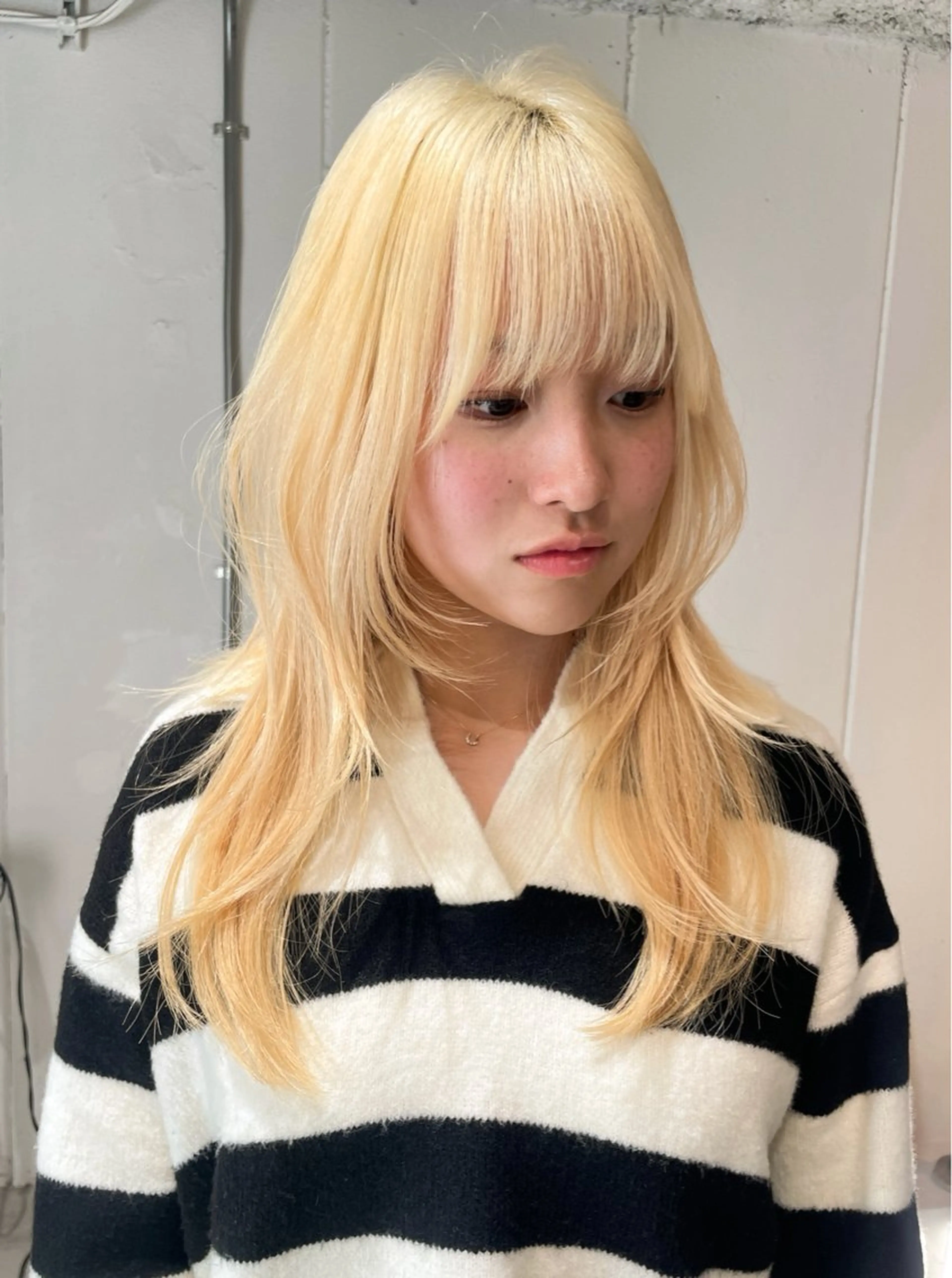 セミロング カラー ヘアアレンジ レイヤーカット ハッシュカット/ 韓国ヘア☽⋰mahoのヘアスタイル