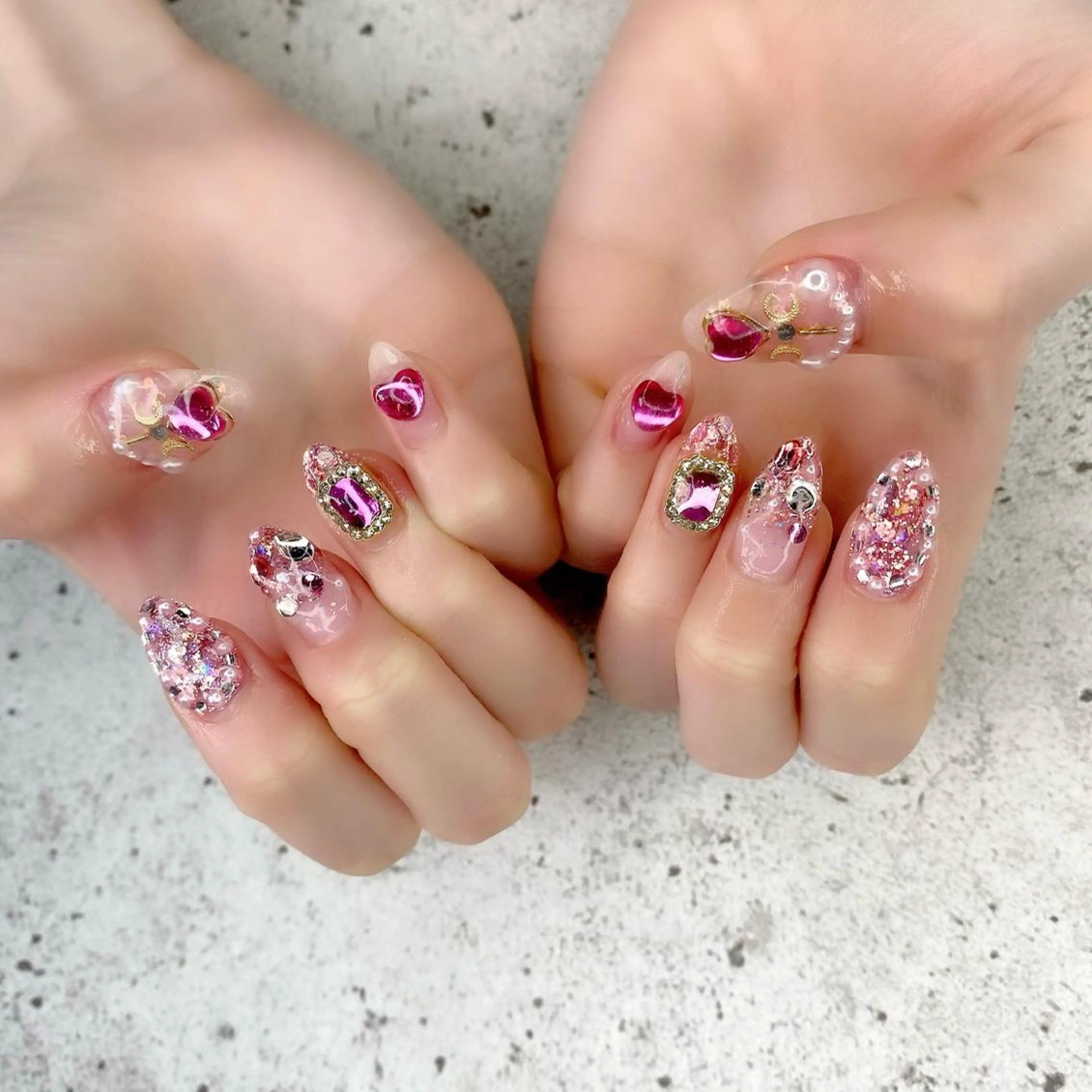 セミロング カラー パーマ ヘアアレンジ メンズ キッズ ネイル マツエク・マツパ アイブロウ ピンクカラー カラーマツエク 入学式 卒業式のヘアスタイル 入学式 ハンドネイル Salon Kのネイルデザイン