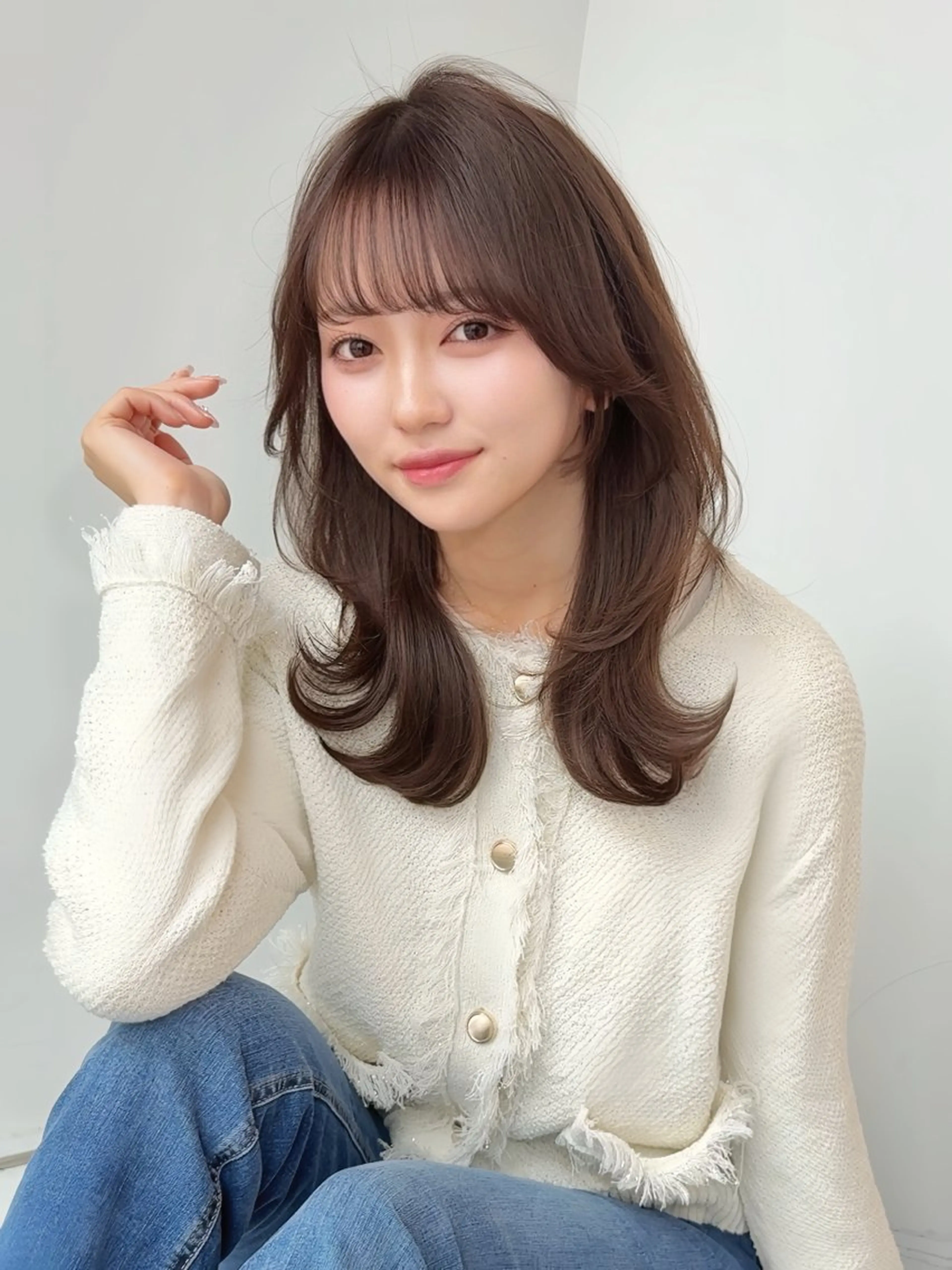 セミロング カラー ブラウンカラー ヘーゼル レイヤーカット ♦ブリーチなしカラー ×レイヤー♦中島良太のヘアスタイル