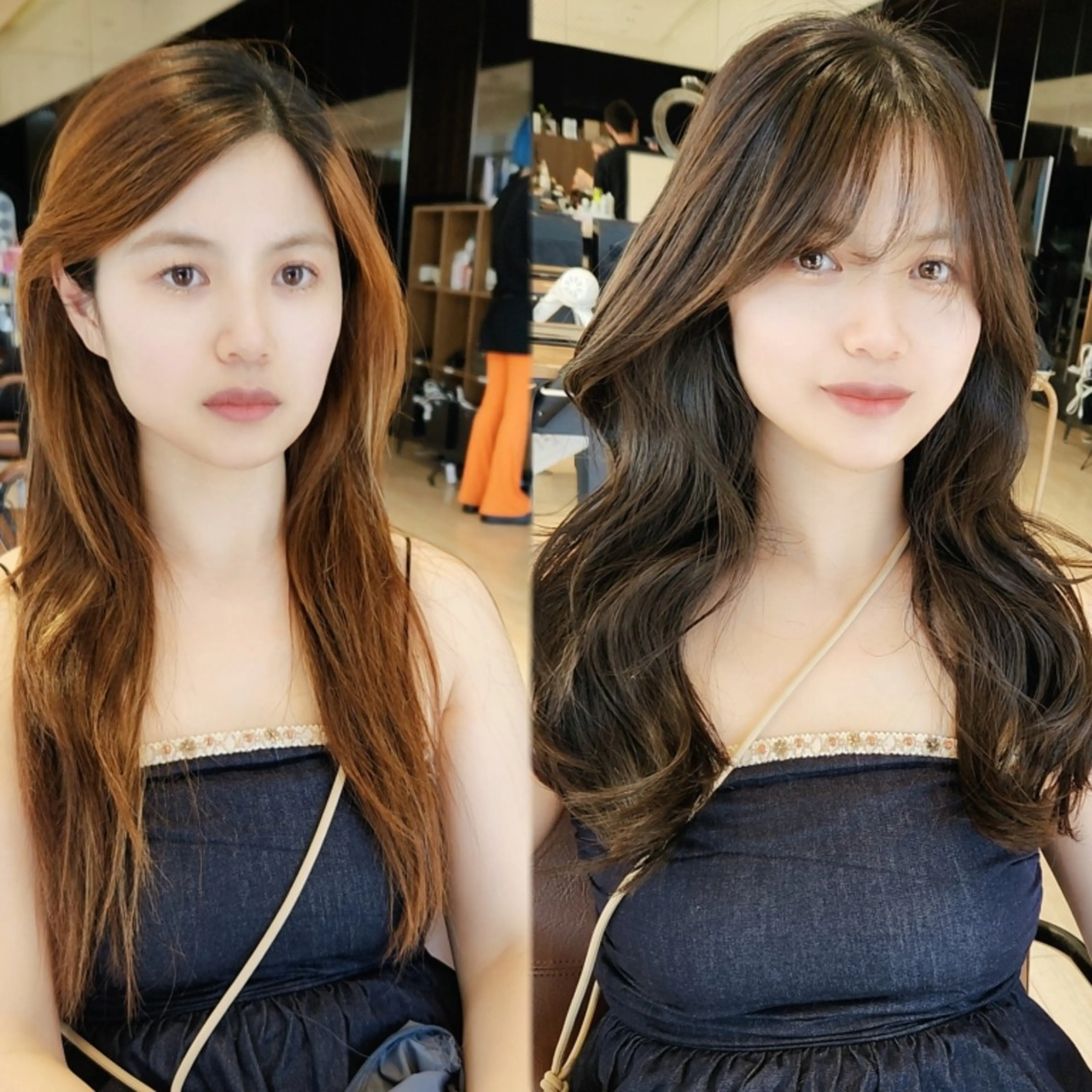 ロング ヘアカラー トリートメント Nanako。/韓国 ヘア/顔周りカットのヘアスタイル