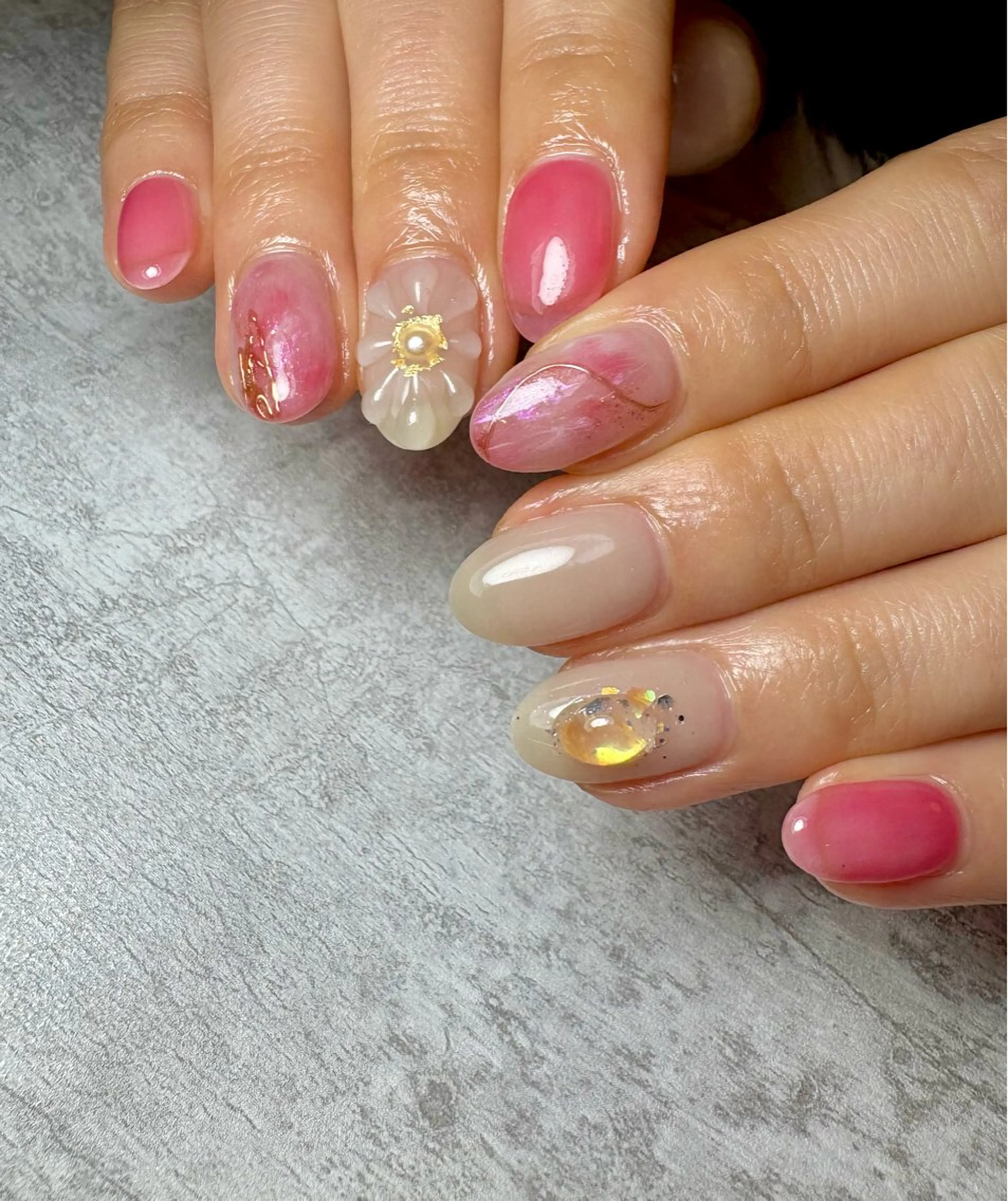 ネイル アートネイル フラワーネイル ミラーネイル 持ち込み ニュアンスネイル BEAUTY GARDEN 【nail salon unseul】所属・nana .のネイルデザイン