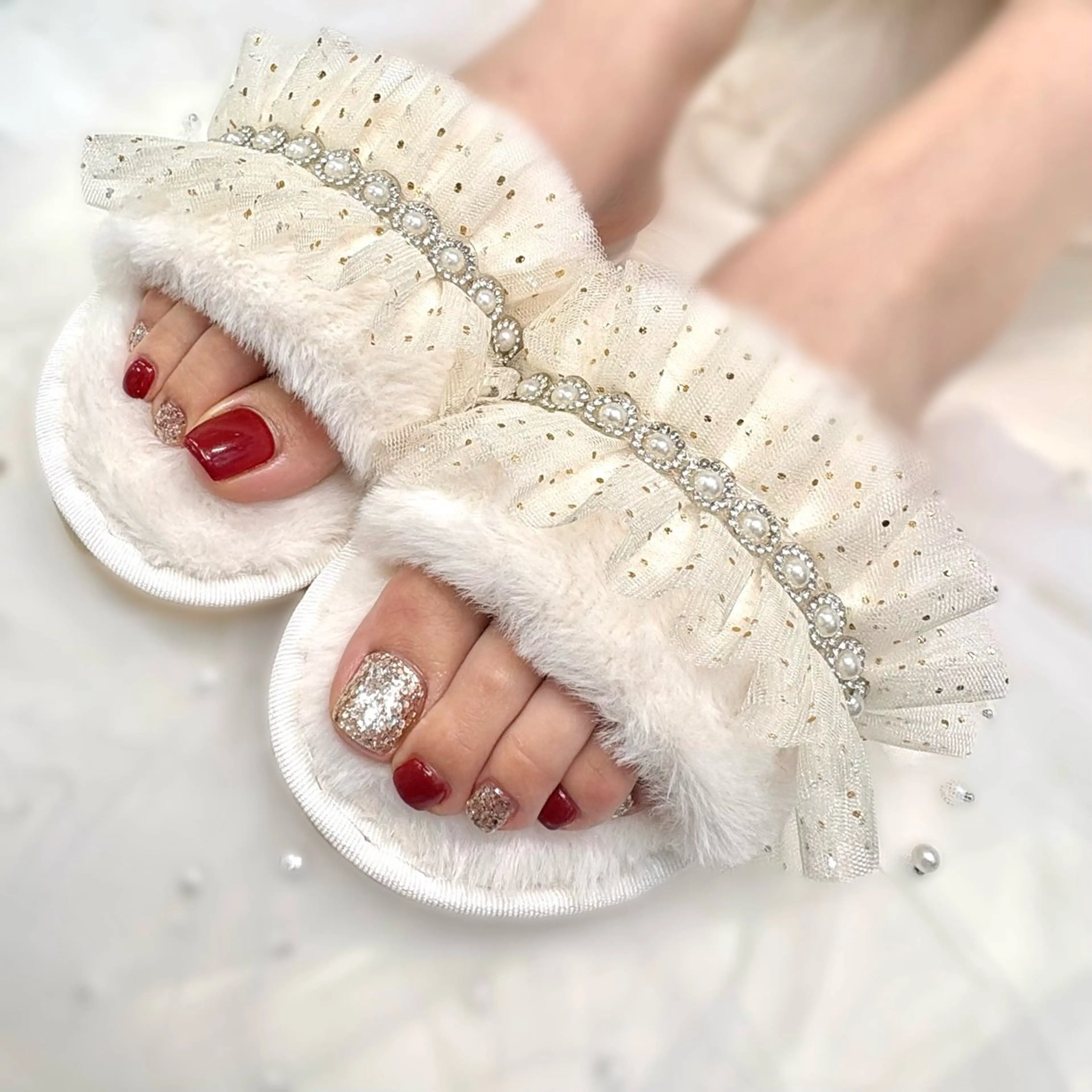 ネイル フットネイル キラキラネイル lebon nail所属・心斎橋/アメ村 ネイルYUZUHAのネイルデザイン