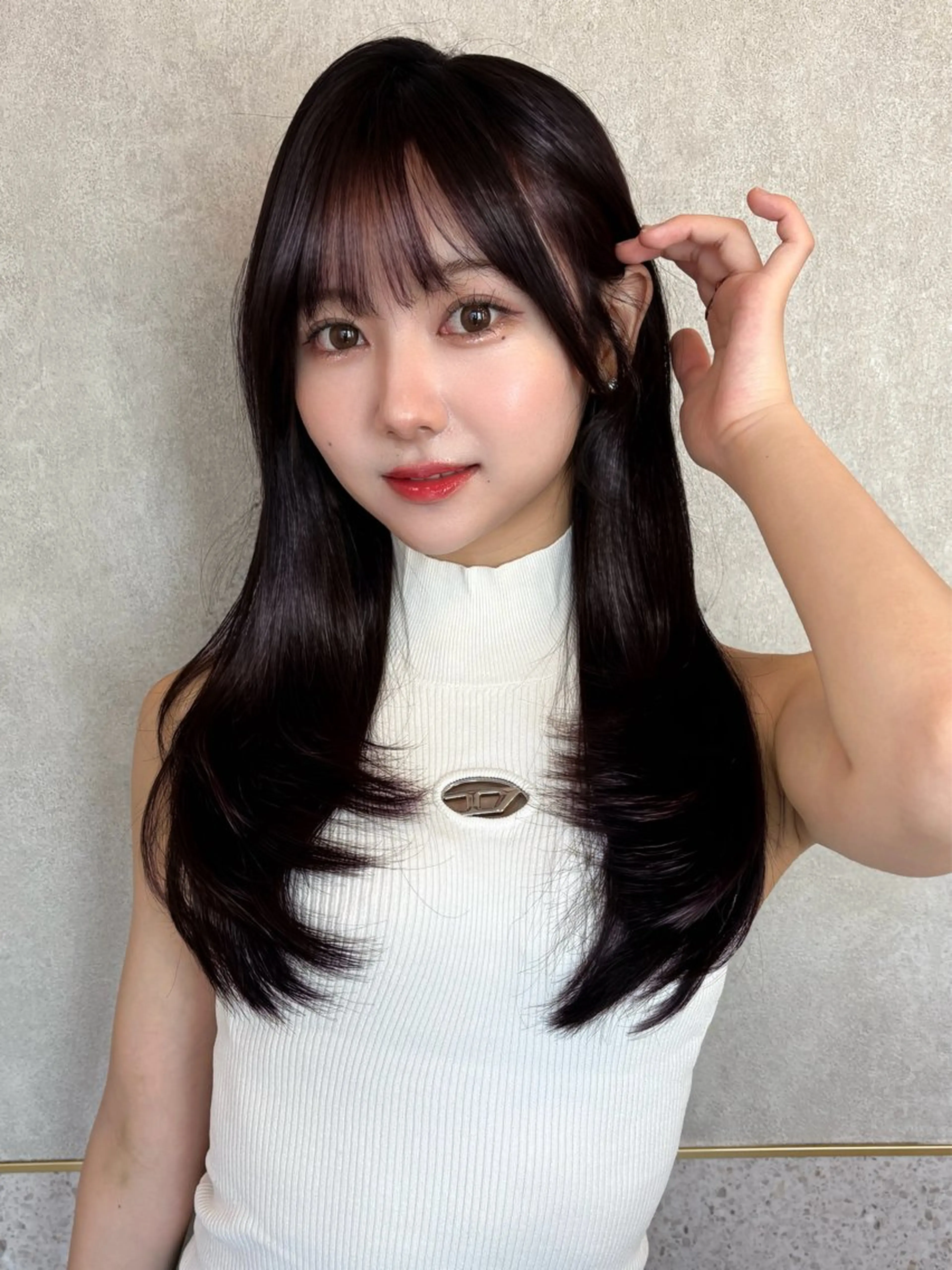 ロング ヘアカラー トリートメント Loom.by Sea【新宿】所属・暖色カラー/新宿/韓 国風レイヤー鮫島志穂のヘアスタイル