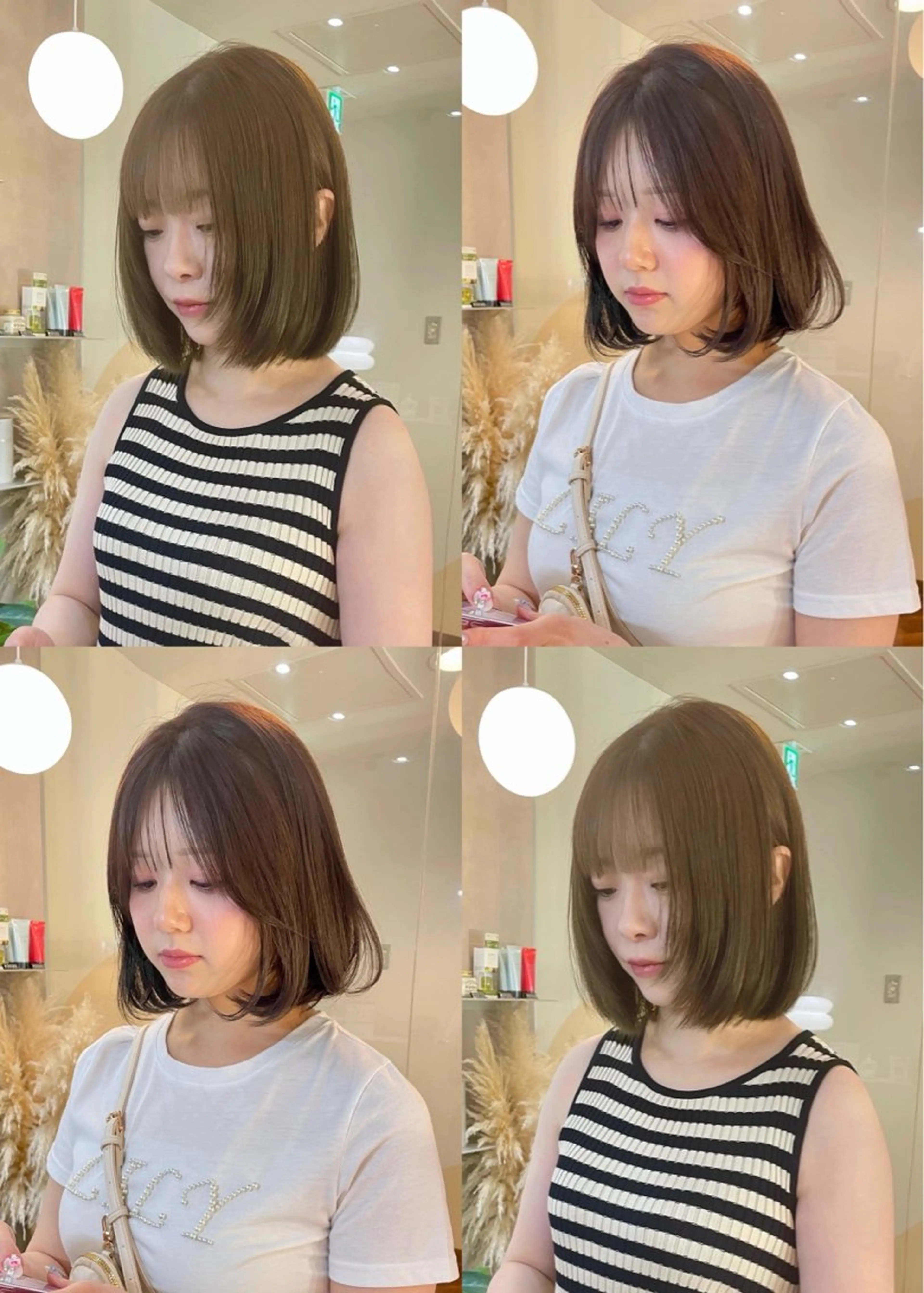 ショート カラー カット ヘアカラー トリートメント ボブ/透明感カラー/ 赤み消し/髪質改善のヘアスタイル