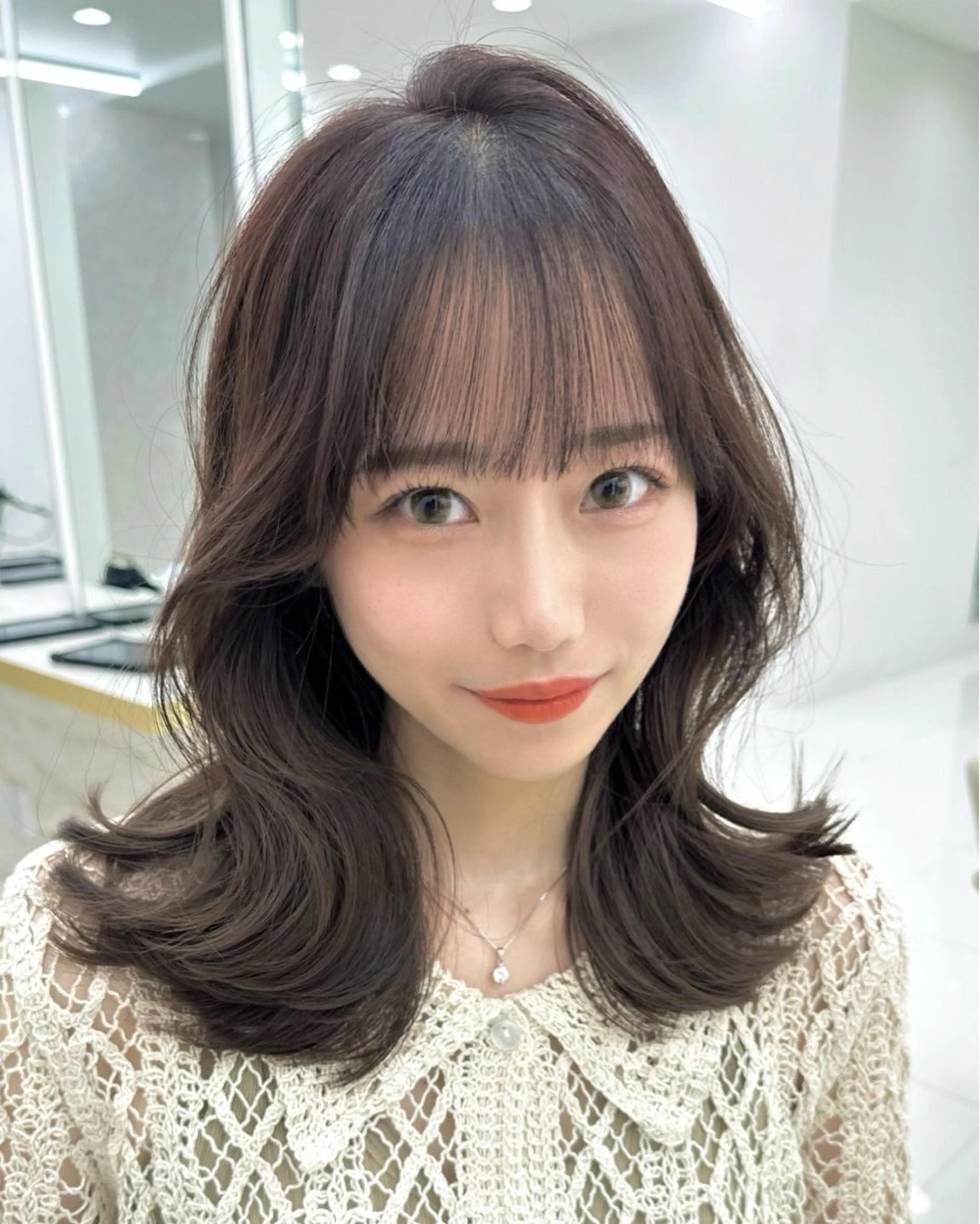 ミディアム 伸ばしかけ レイヤーカット ヘアカラー 似合わせ/レイヤー /顔まわり/池田歩樹のヘアスタイル