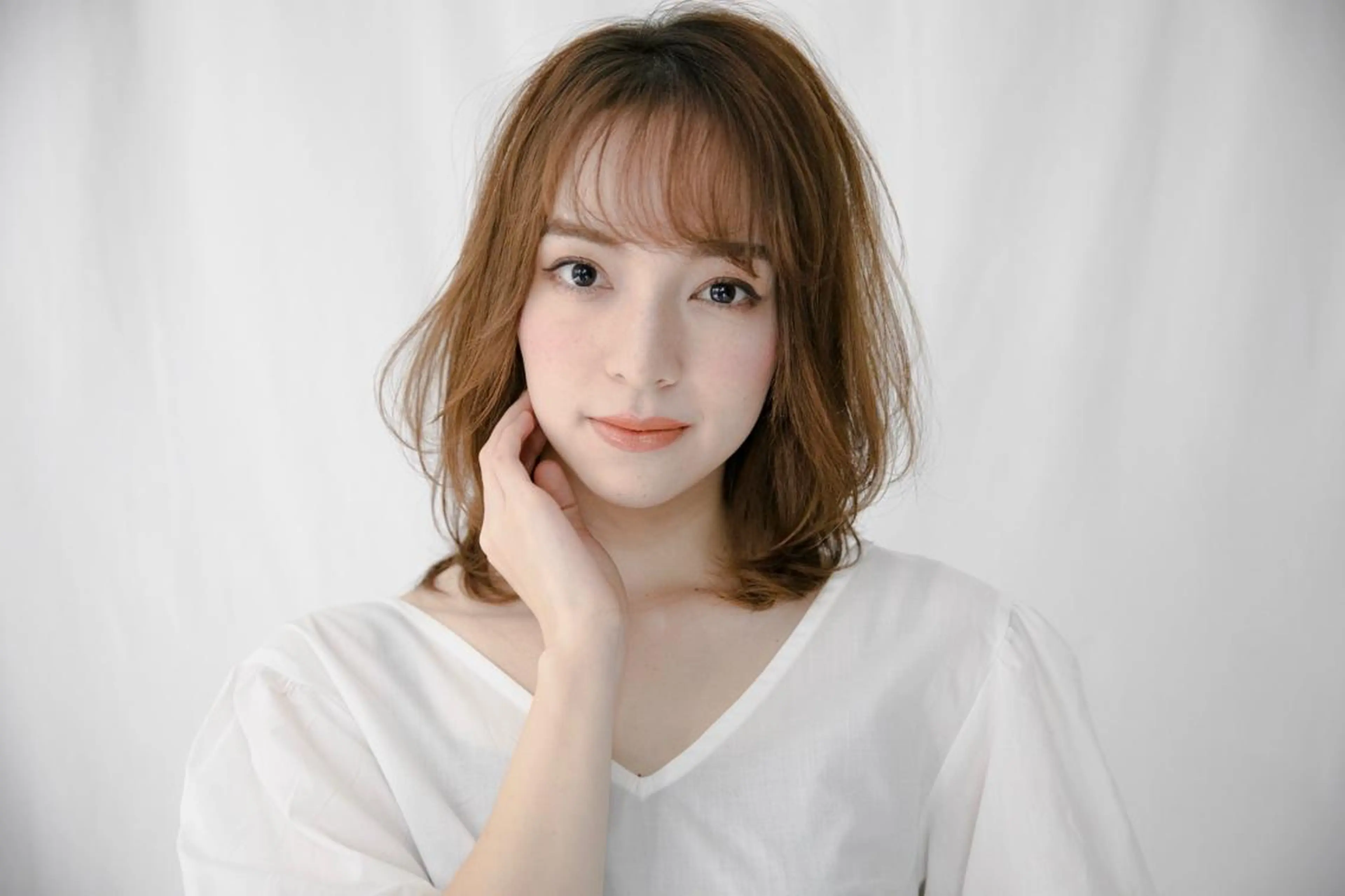 ミディアム ハイライト 髪質改善 小顔カット Endearing 銀座/レイヤーカットのヘアスタイル