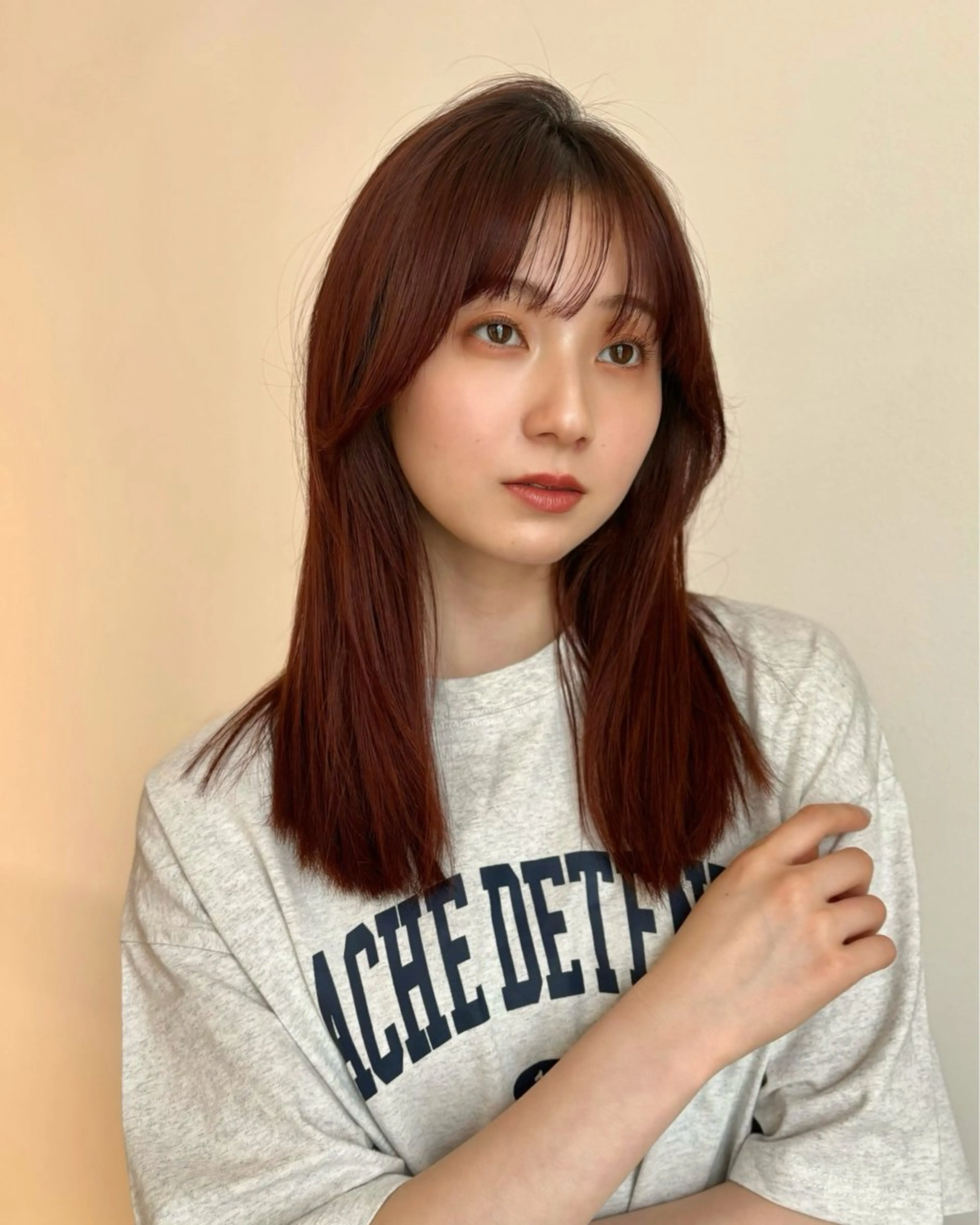 ロング カラー ヘアアレンジ ブラウンカラー レッドカラー レッドブラウン Apero【アペロ】所属・パーマ/暖色/ボブ イワタテ🇰🇷のヘアスタイル